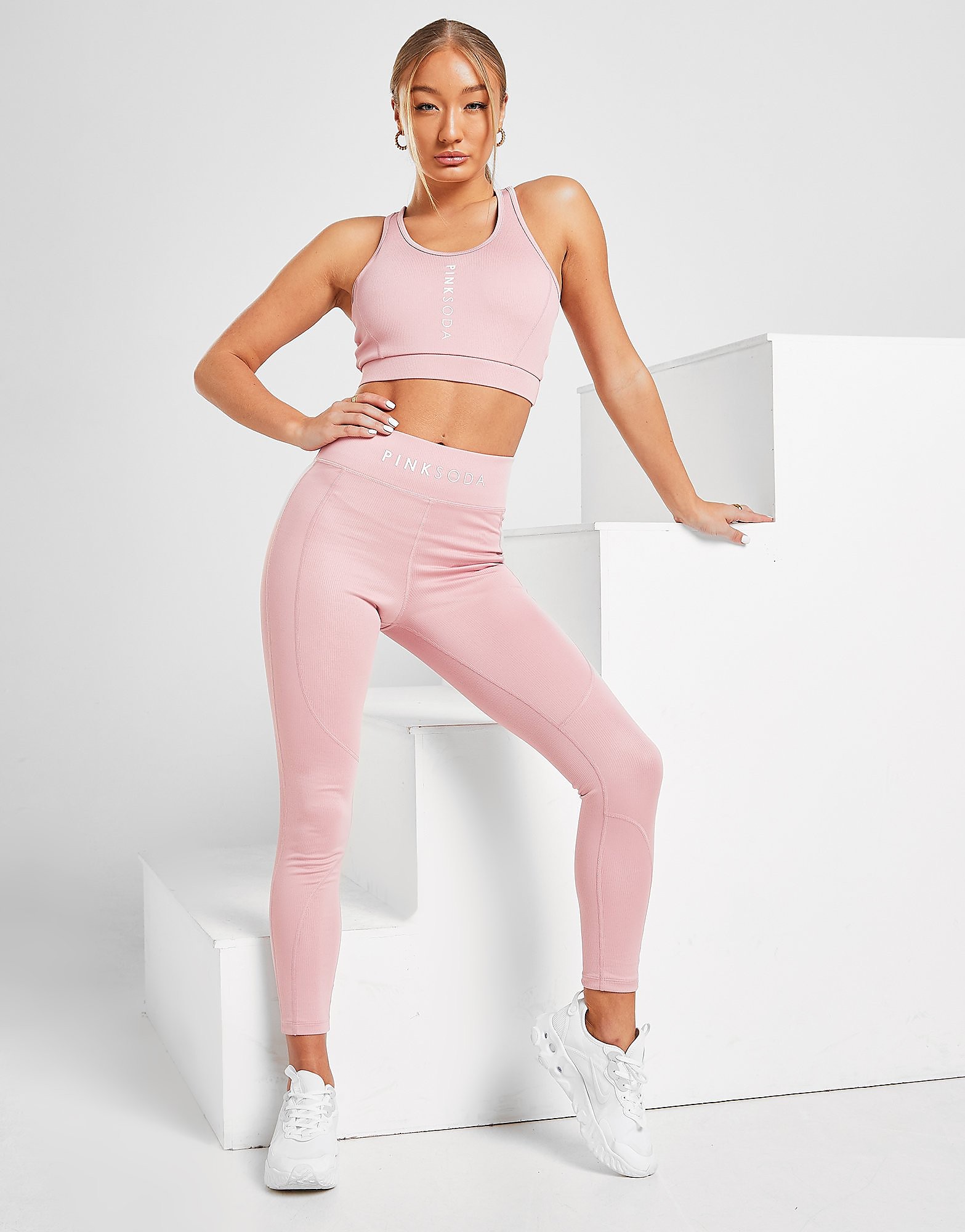Pink Soda Sport Rib Stitch Tights - Only at JD - Pink - Womens, Pink