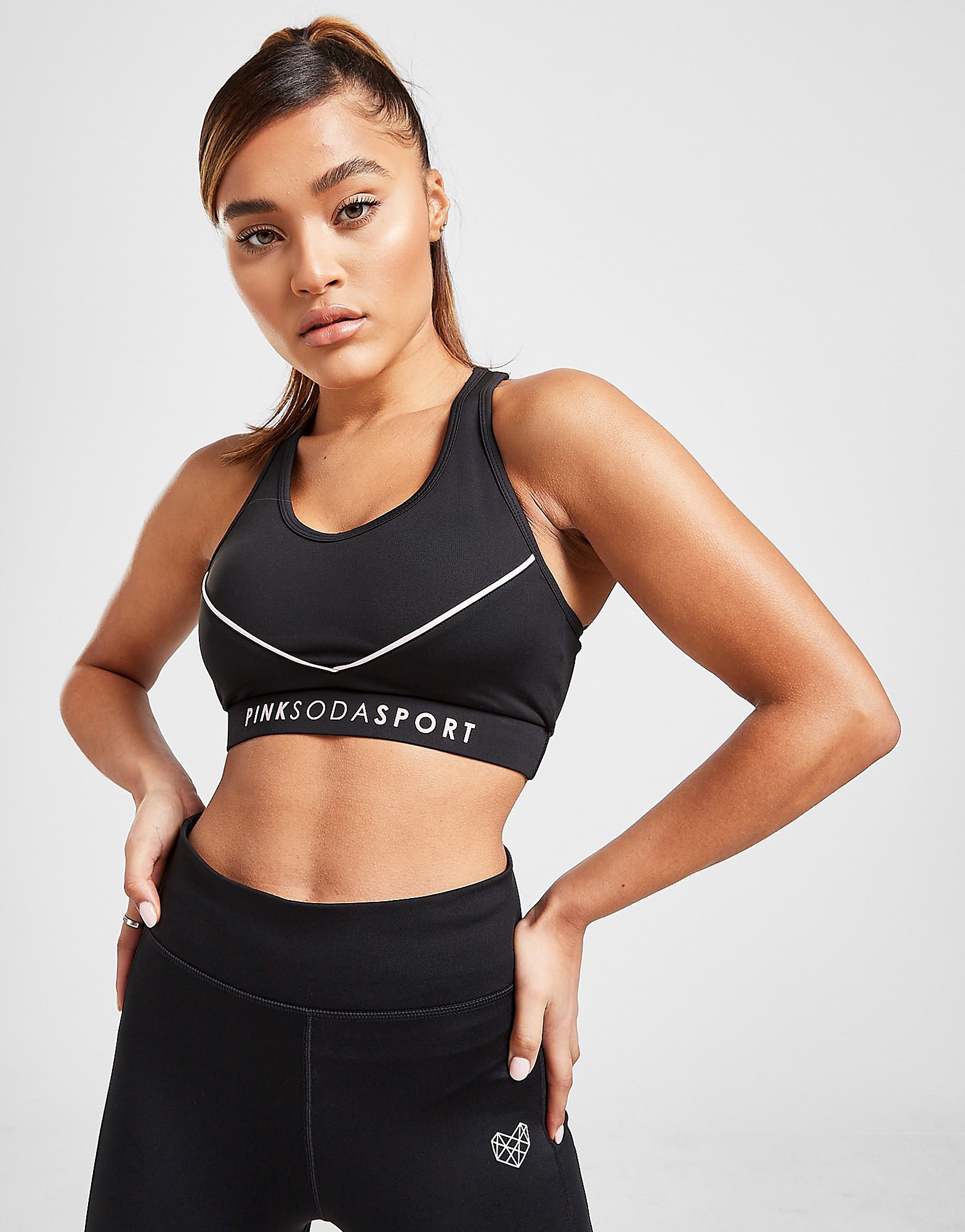 Pink Soda Sport Piped Sports Bra - Only at JD - BLACK/Pink - Womens, BLACK/Pink
