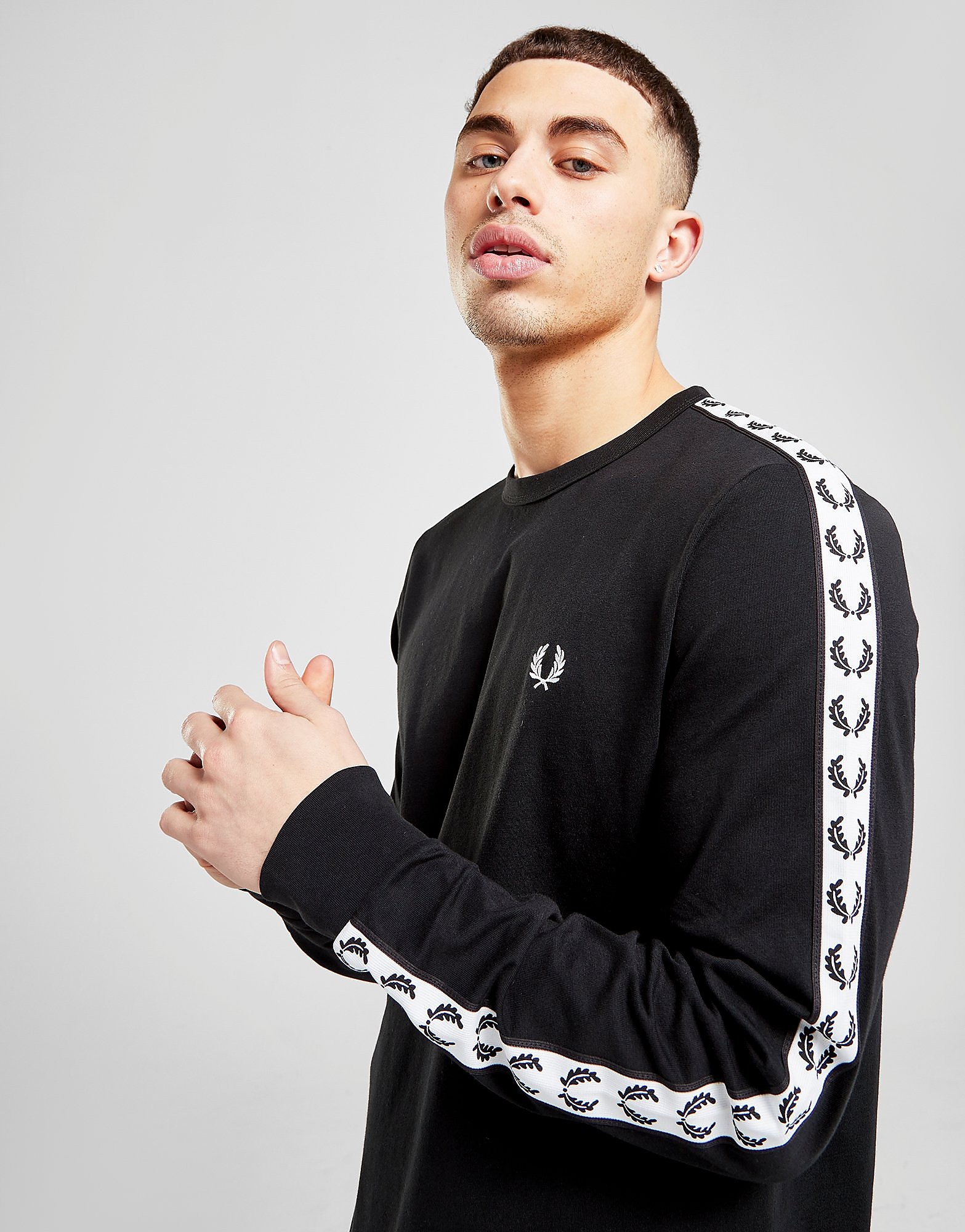 

Fred Perry Tape Ringer Long Sleeve T-Shirt - Black - Mens, Black