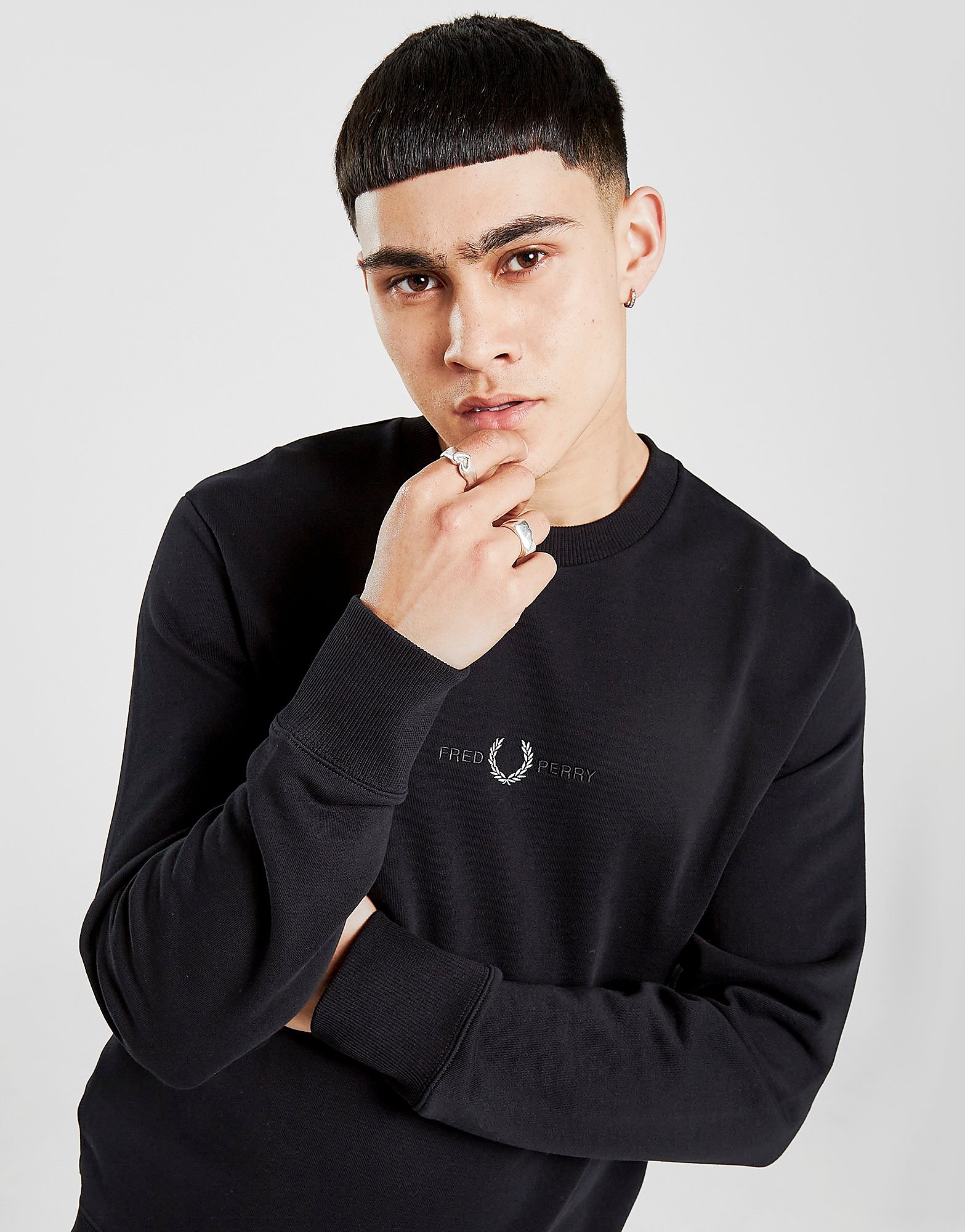 

Fred Perry Central Mini Logo Sweatshirt - Only at JD - Black - Mens, Black