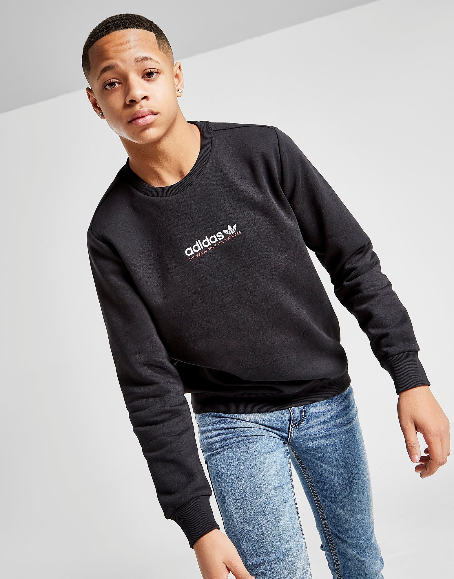 

adidas Originals Trefoil Linear Crew Sweatshirt Junior - Black - Kids, Black