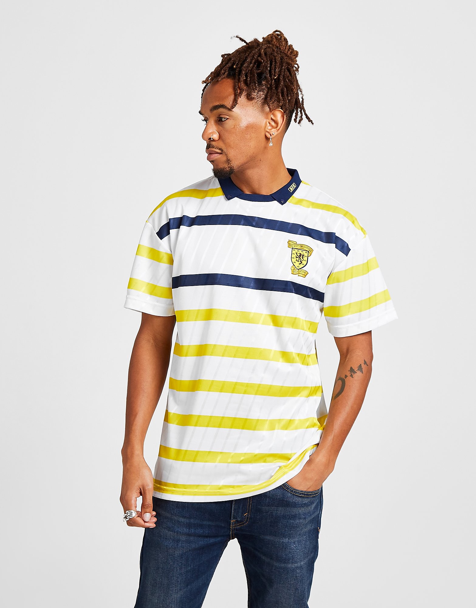 

Score Draw Scotland '90 Away Retro Shirt - White/Yellow - Mens, White/Yellow