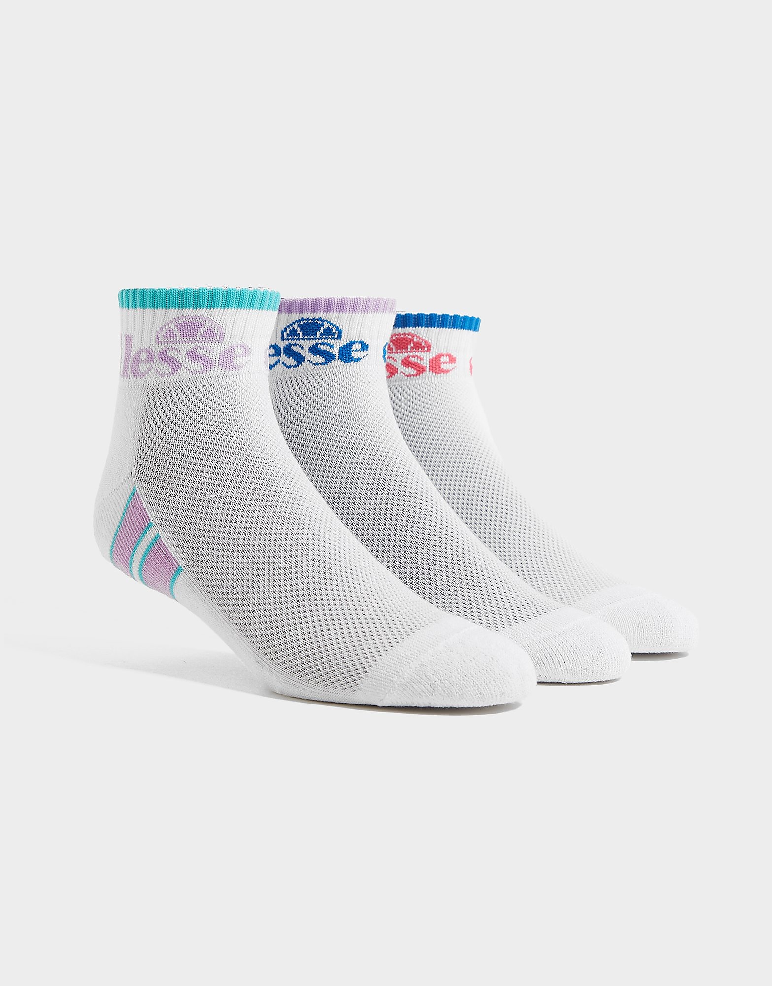 

Ellesse 3 Pack 1/4 Length Socks Women's - White/Multi Coloured, White/Multi Coloured