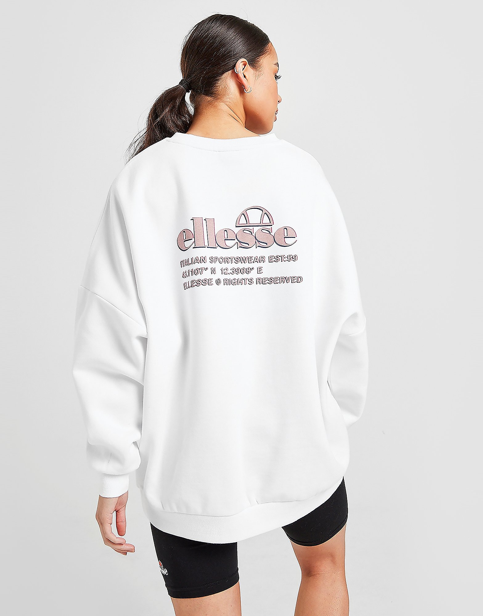 

Ellesse Graphic Back Oversized Crew Sweatshirt - Only at JD - White - Womens, White