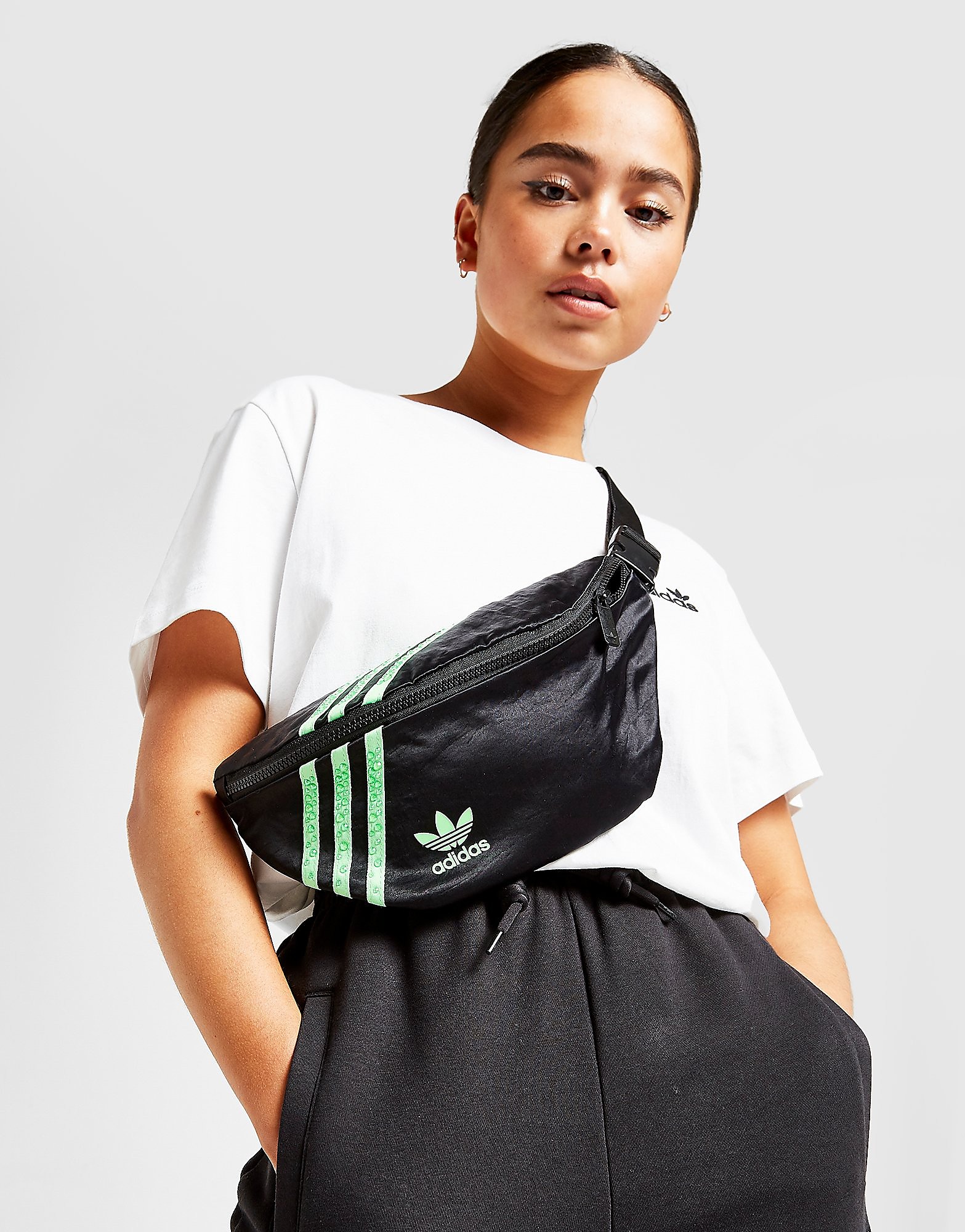 

adidas Originals Swarovski Colour Block Waist Bag - Black - Womens, Black