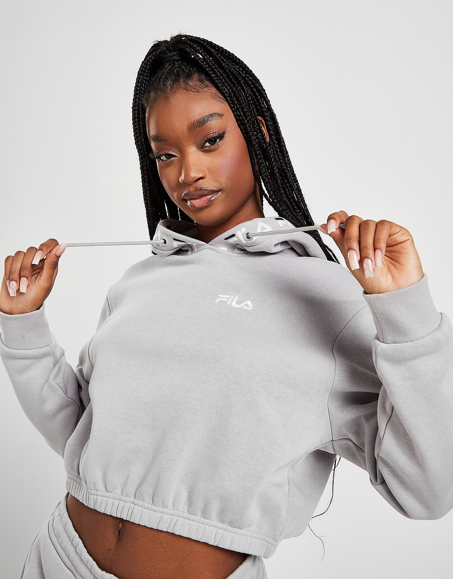 

Fila Crop Repeat Logo Hoodie - Grey - Womens, Grey