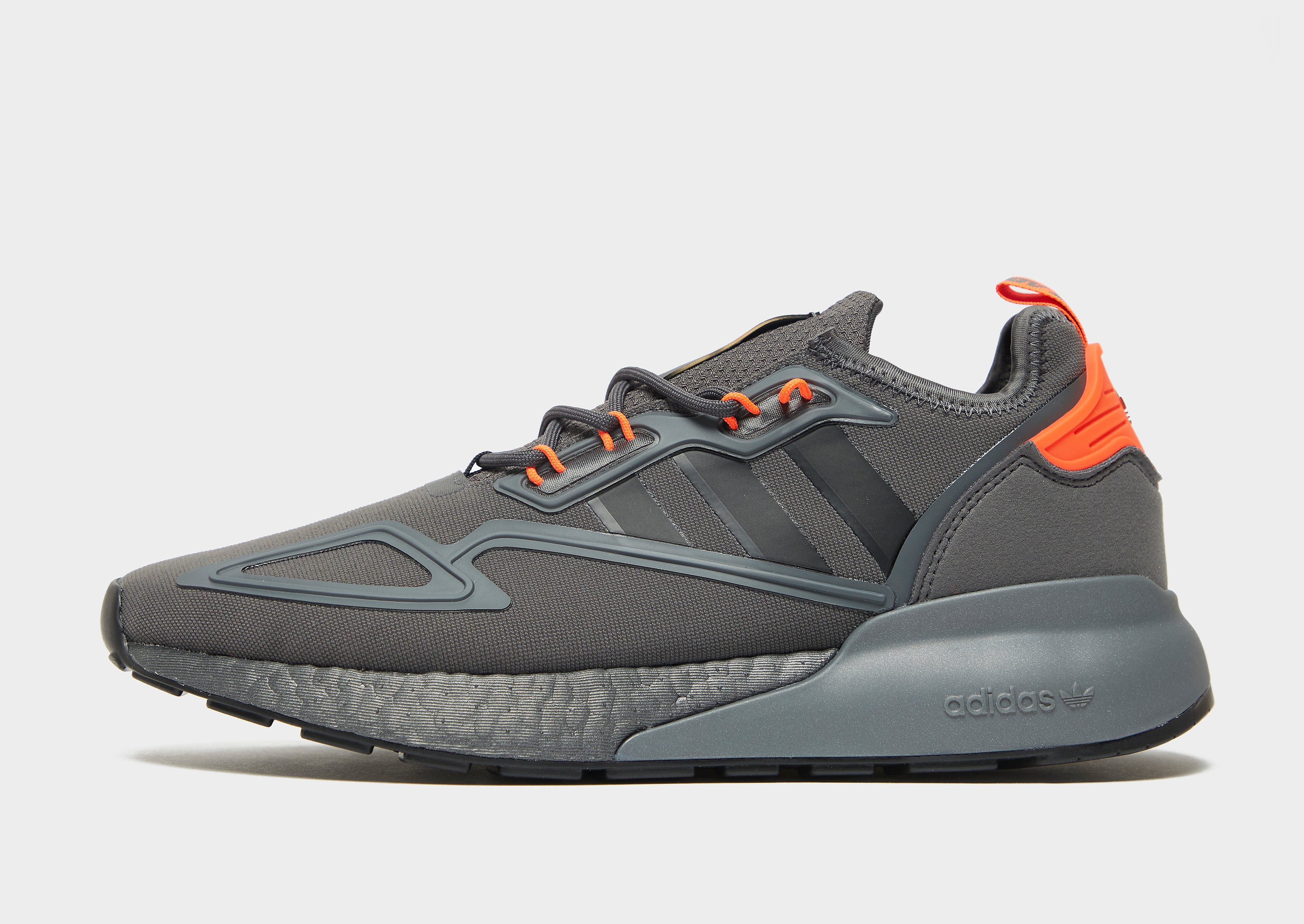 

adidas Originals ZX 2K Boost - Grey Six / Core Black / Solar Red - Mens, Grey Six / Core Black / Solar Red