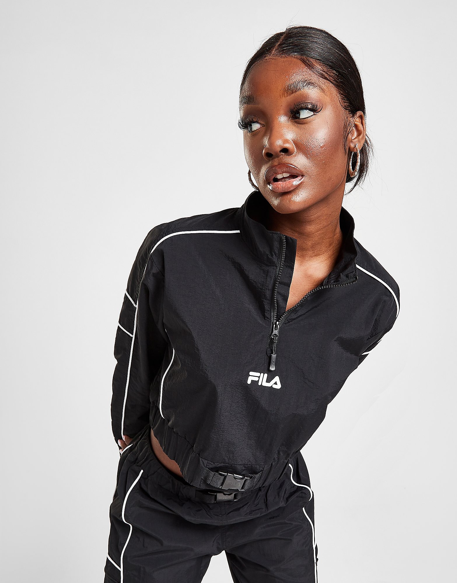 

Fila Pipe Panel 1/4 Zip Track Top - Only at JD - Black - Womens, Black