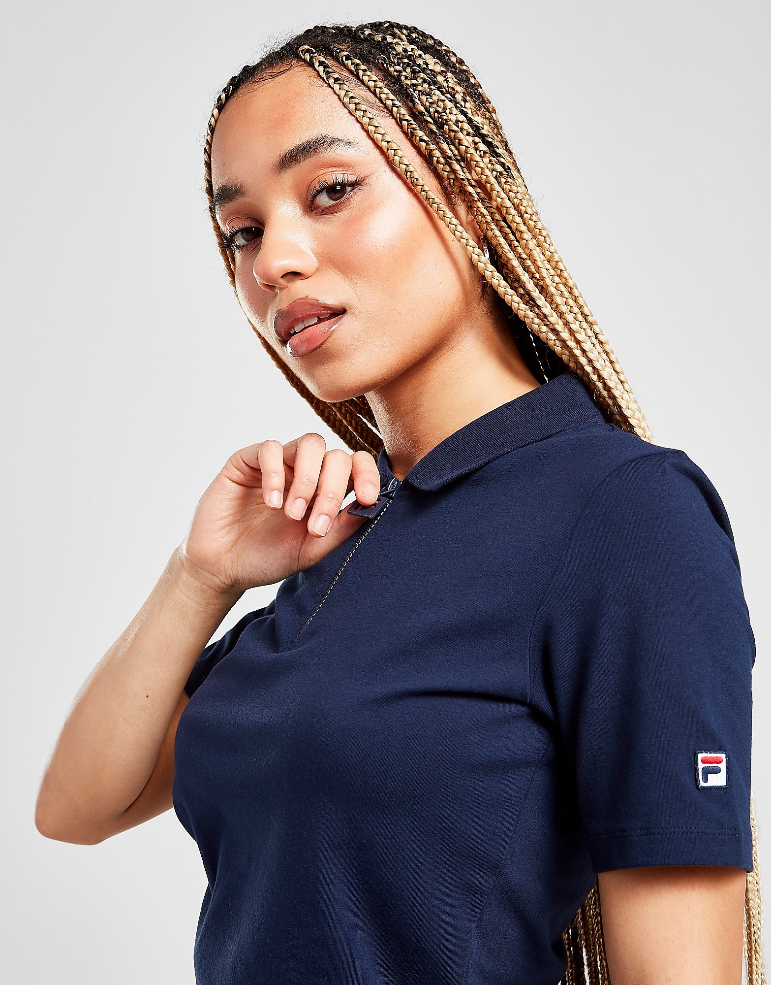 

Fila Logo Zip Polo Shirt - Navy/NVY/WHT - Womens, Navy/NVY/WHT