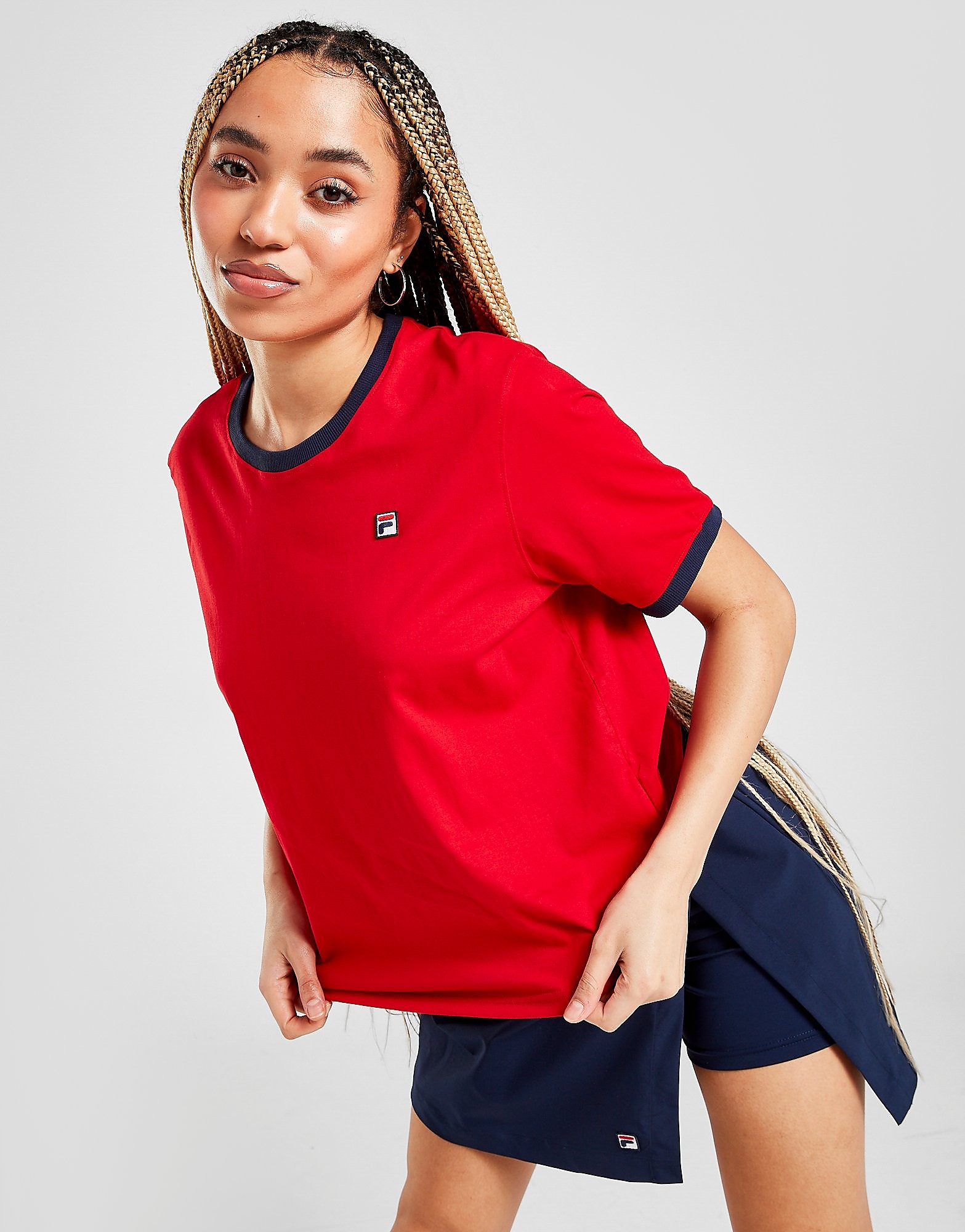 

Fila Small Logo Ringer T-Shirt - Red/Navy - Womens, Red/Navy
