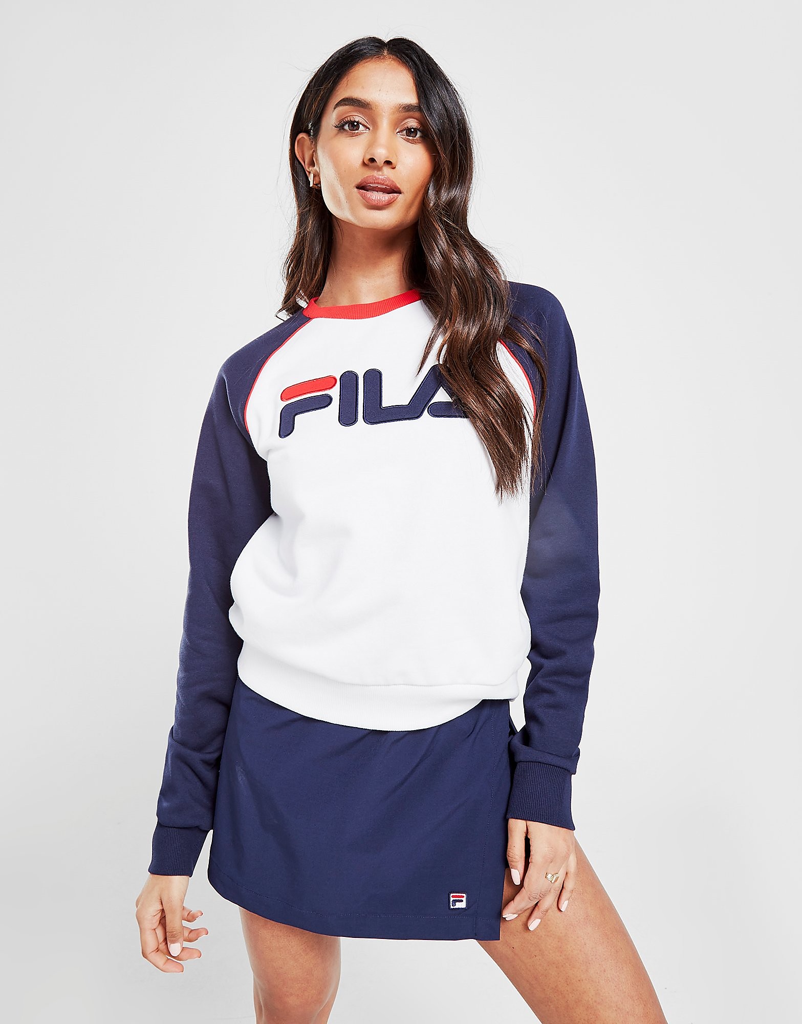 

Fila Colour Block Logo Crew Sweatshirt - White - Womens, White