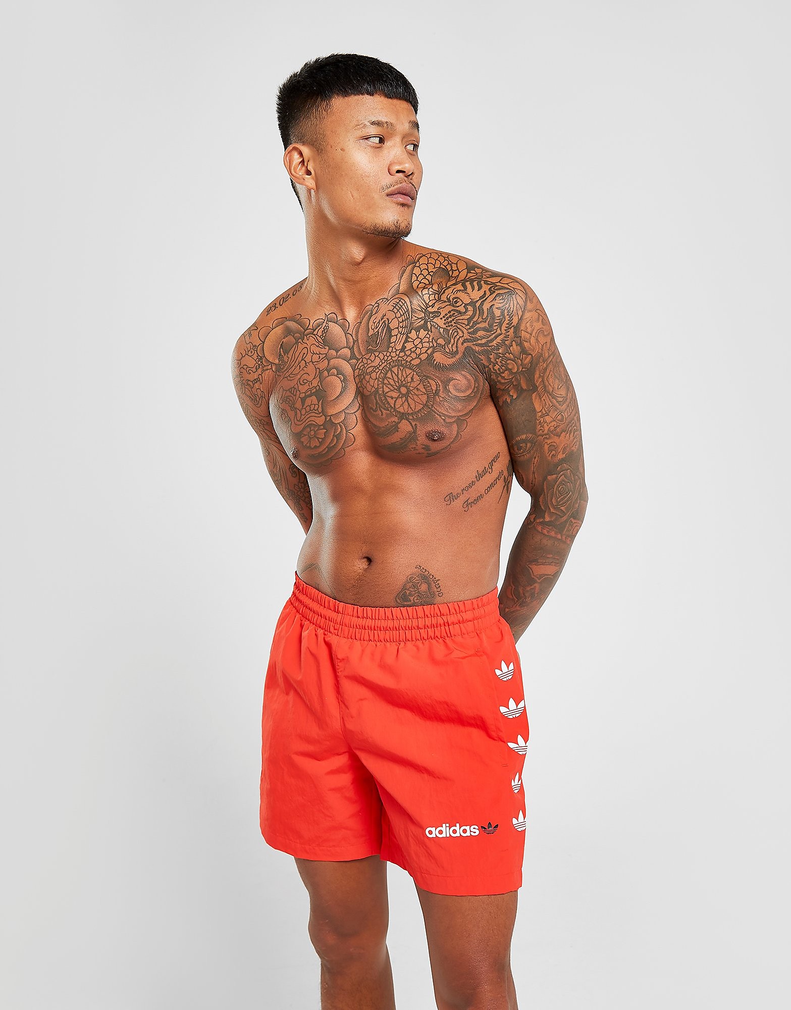 

adidas Originals Repeat Trefoil Swim Shorts - Red - Mens, Red