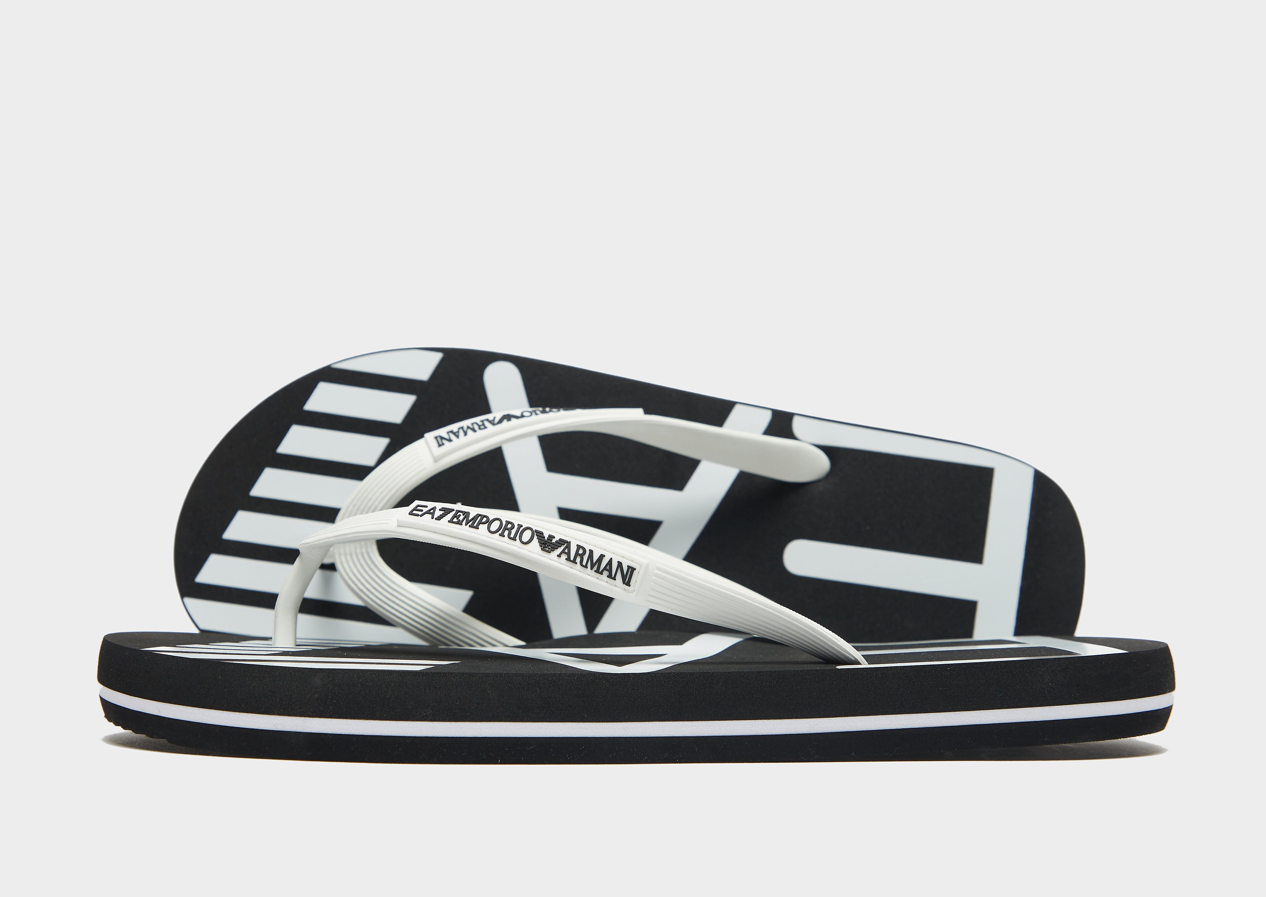 

Emporio Armani EA7 Logo Flip-Flops - Black/White - Mens, Black/White