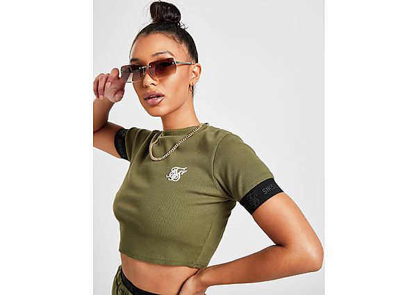 SikSilk T-Shirt Crop Rib Tape Femme