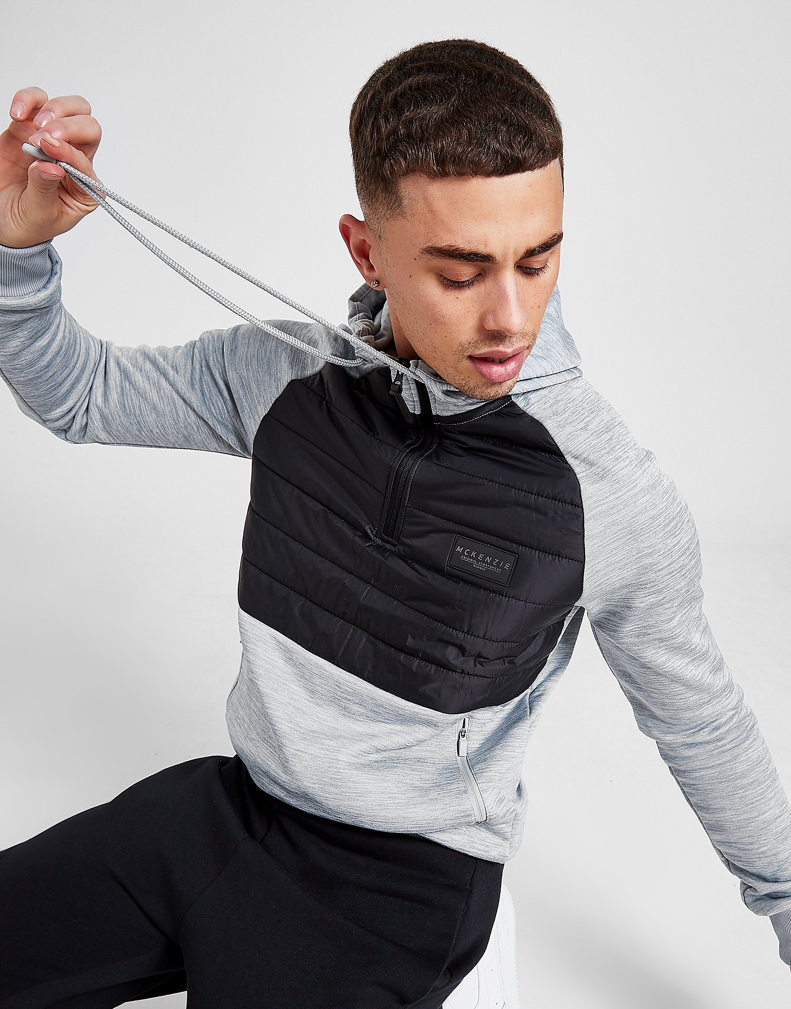 

McKenzie Mohales 1/4 Zip Hoodie - Only at JD - Grey/Black/White - Mens, Grey/Black/White