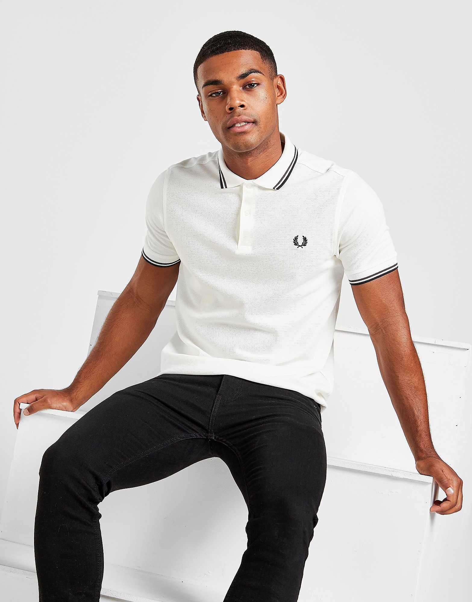 

Fred Perry Twin Tipped Polo Shirt - White - Mens, White