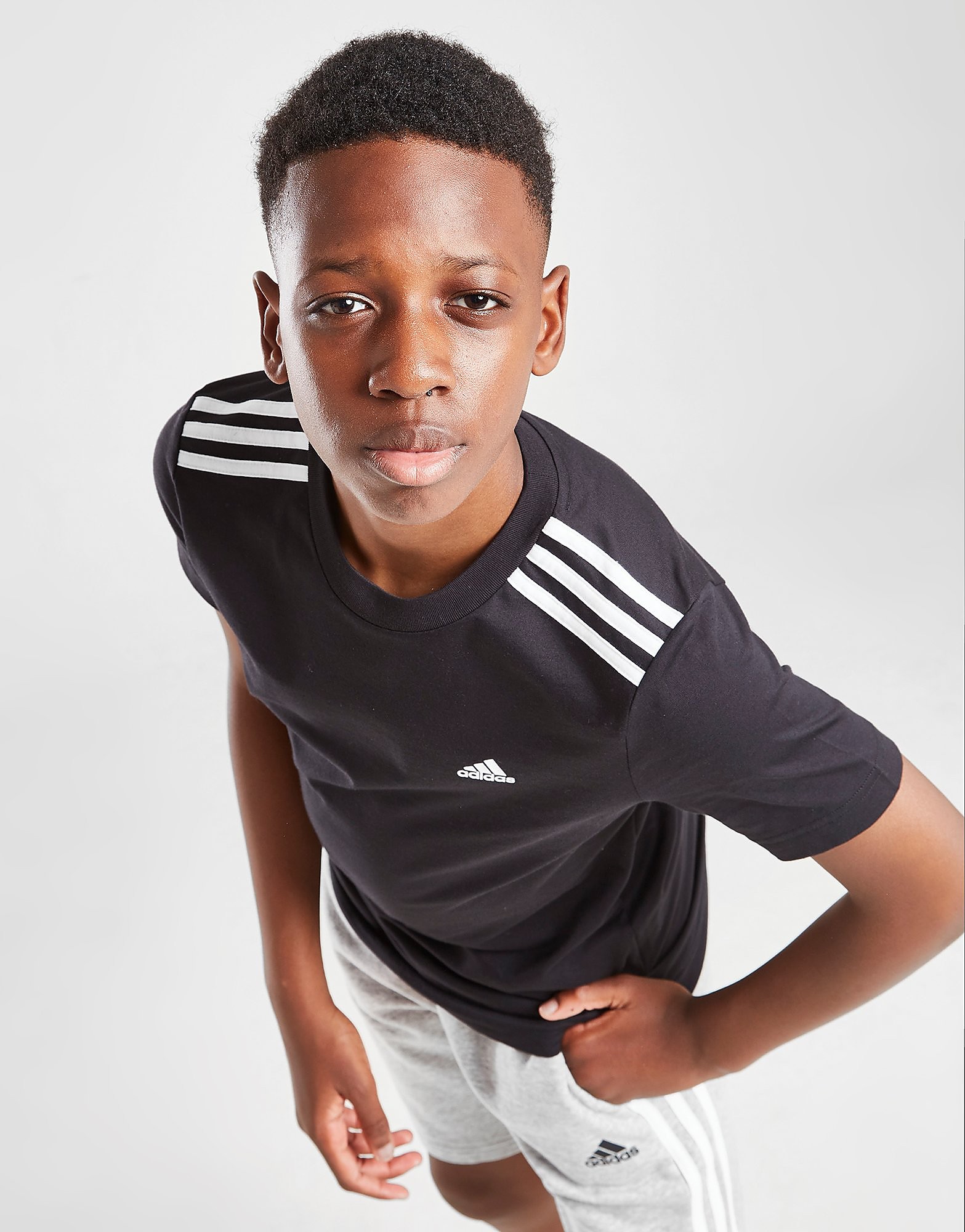 

adidas 3-Stripes Sport T-Shirt Junior - Black - Kids, Black
