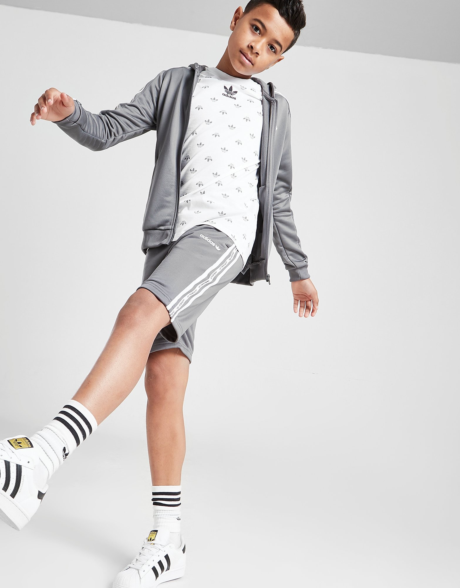 

adidas Originals Poly Tape Shorts Junior - Grey - Kids, Grey