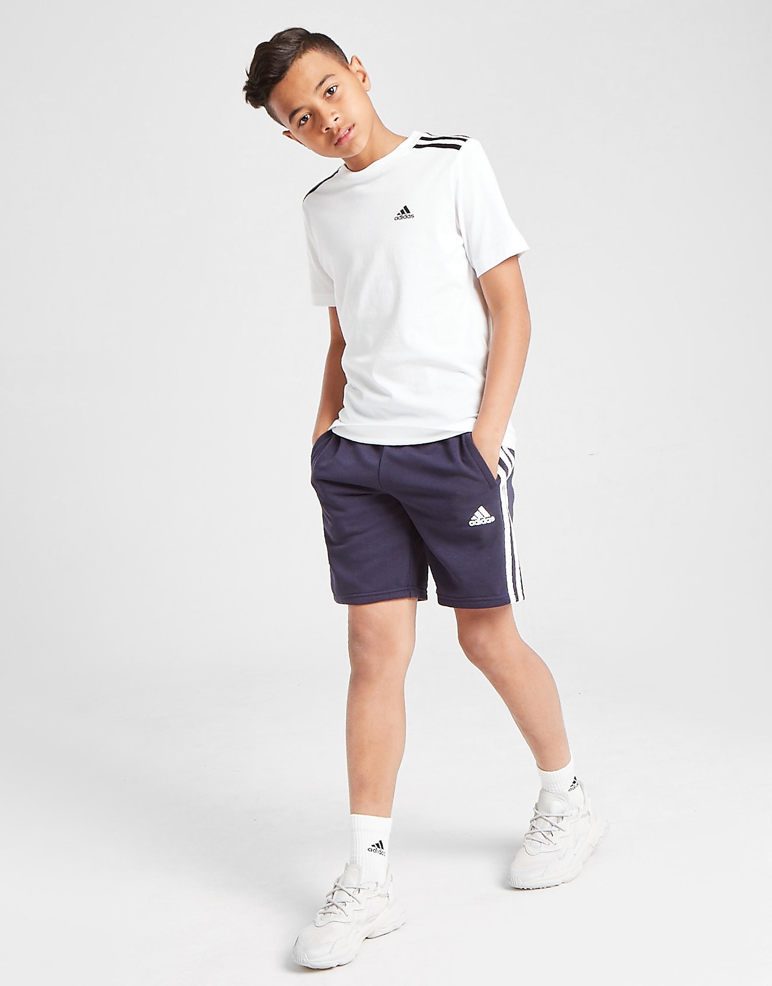 

adidas 3-Stripes French Terry Shorts Junior - Navy - Kids, Navy