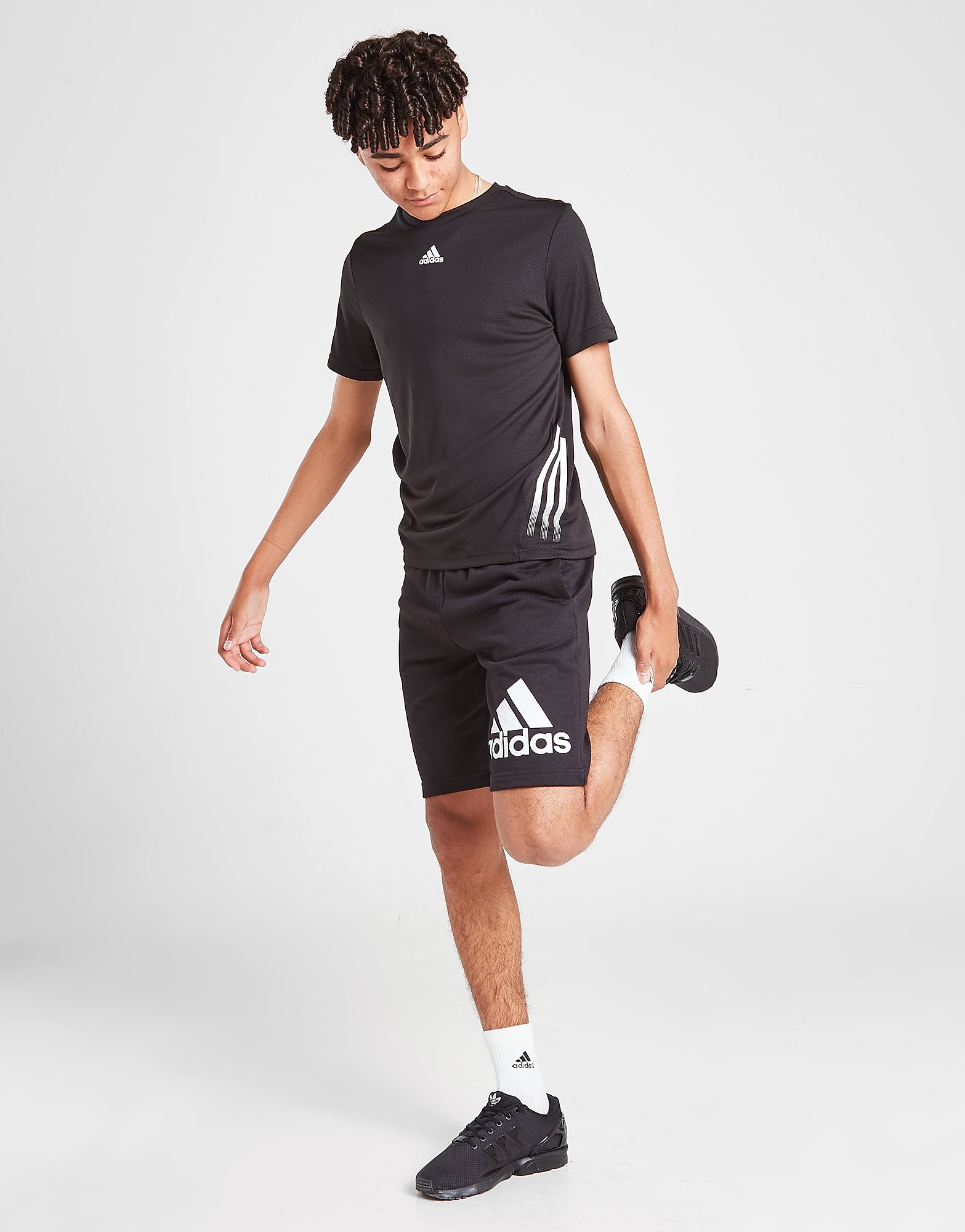 

adidas Badge Of Sport Fleece Shorts Junior - Black / White - Kids, Black / White