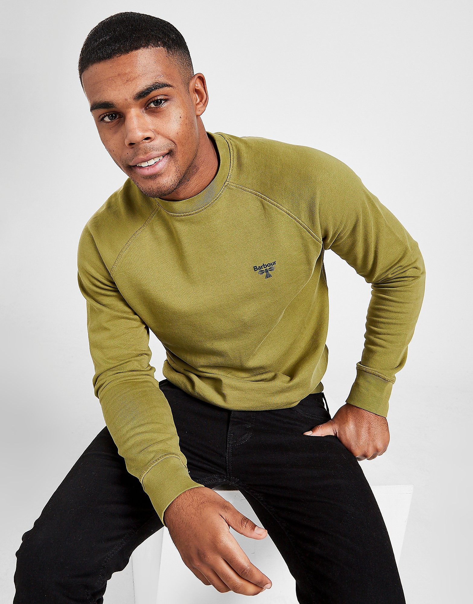 Barbour Beacon Crew Sweatshirt - Green - Mens, Green