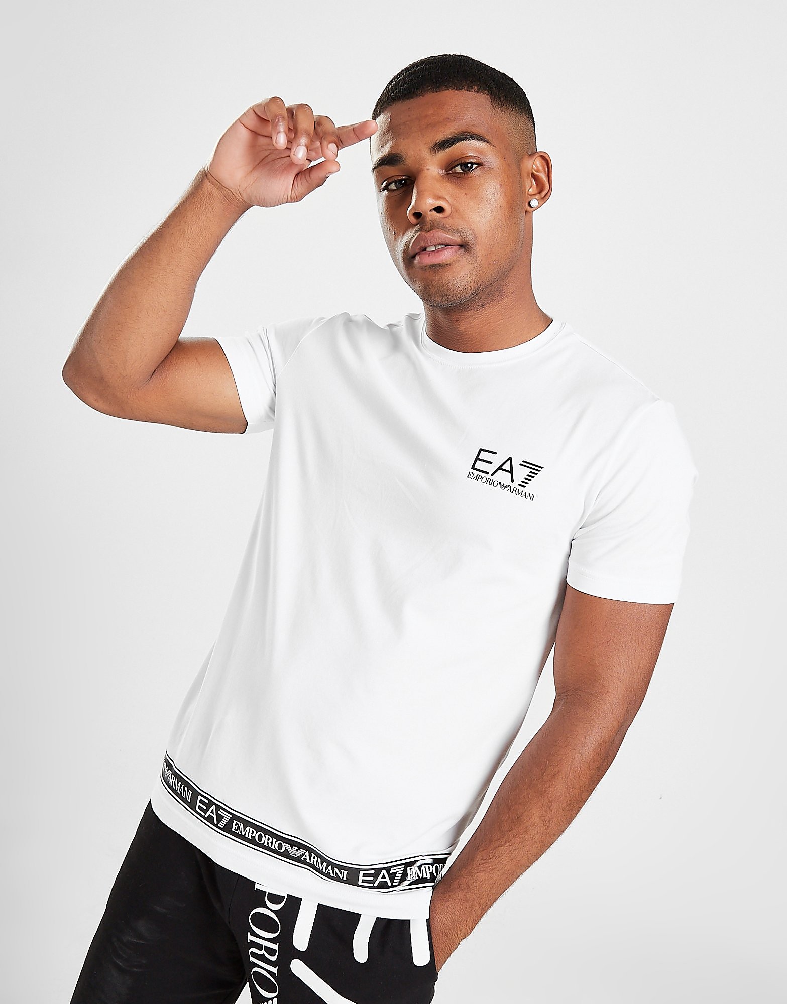 

Emporio Armani EA7 Tape Hem T-Shirt - White - Mens, White