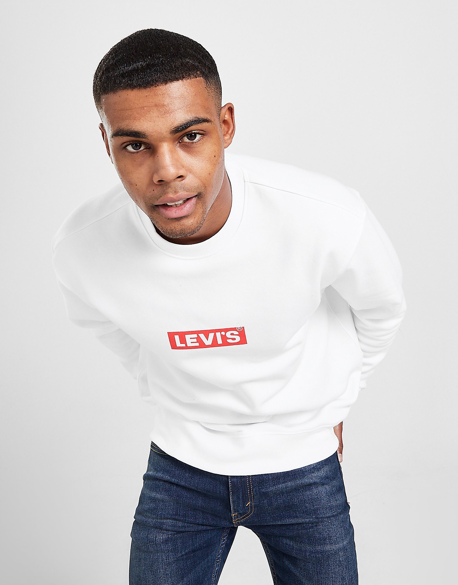 

Levis Small Boxtab Crew Sweatshirt - White/Red - Mens, White/Red