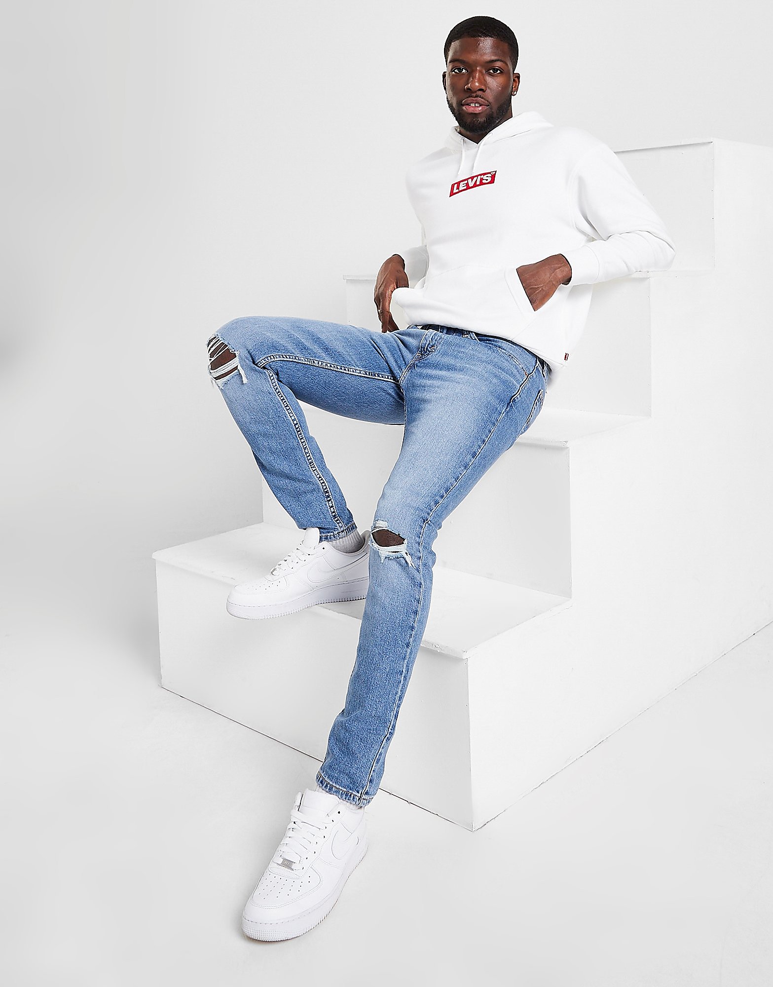 

Levis 519 Skinny Distressed Jeans - Blue - Mens, Blue