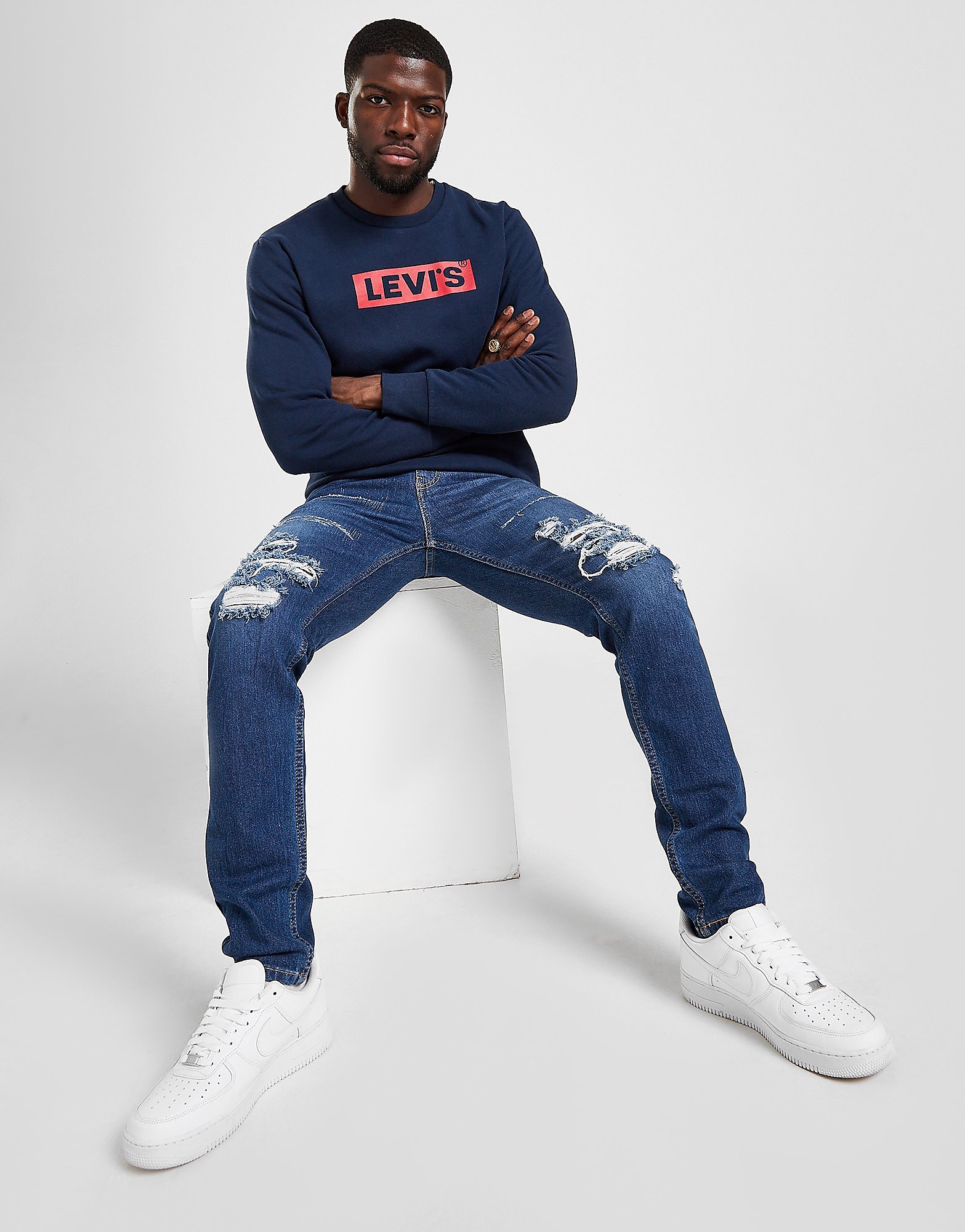 

Levis 512 Slim Ripped Jeans - Blue - Mens, Blue