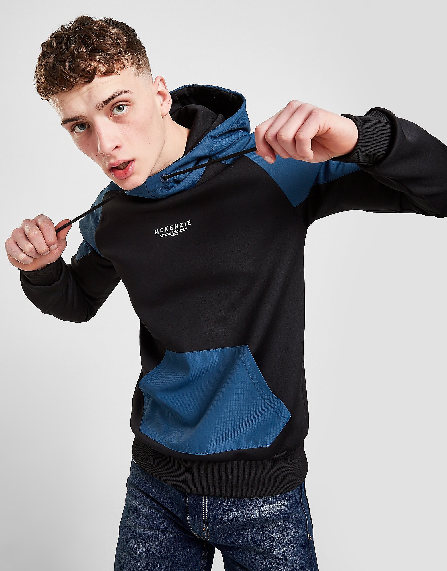 

McKenzie Dami Woven Overhead Hoodie - Only at JD - Black/Blue - Mens, Black/Blue