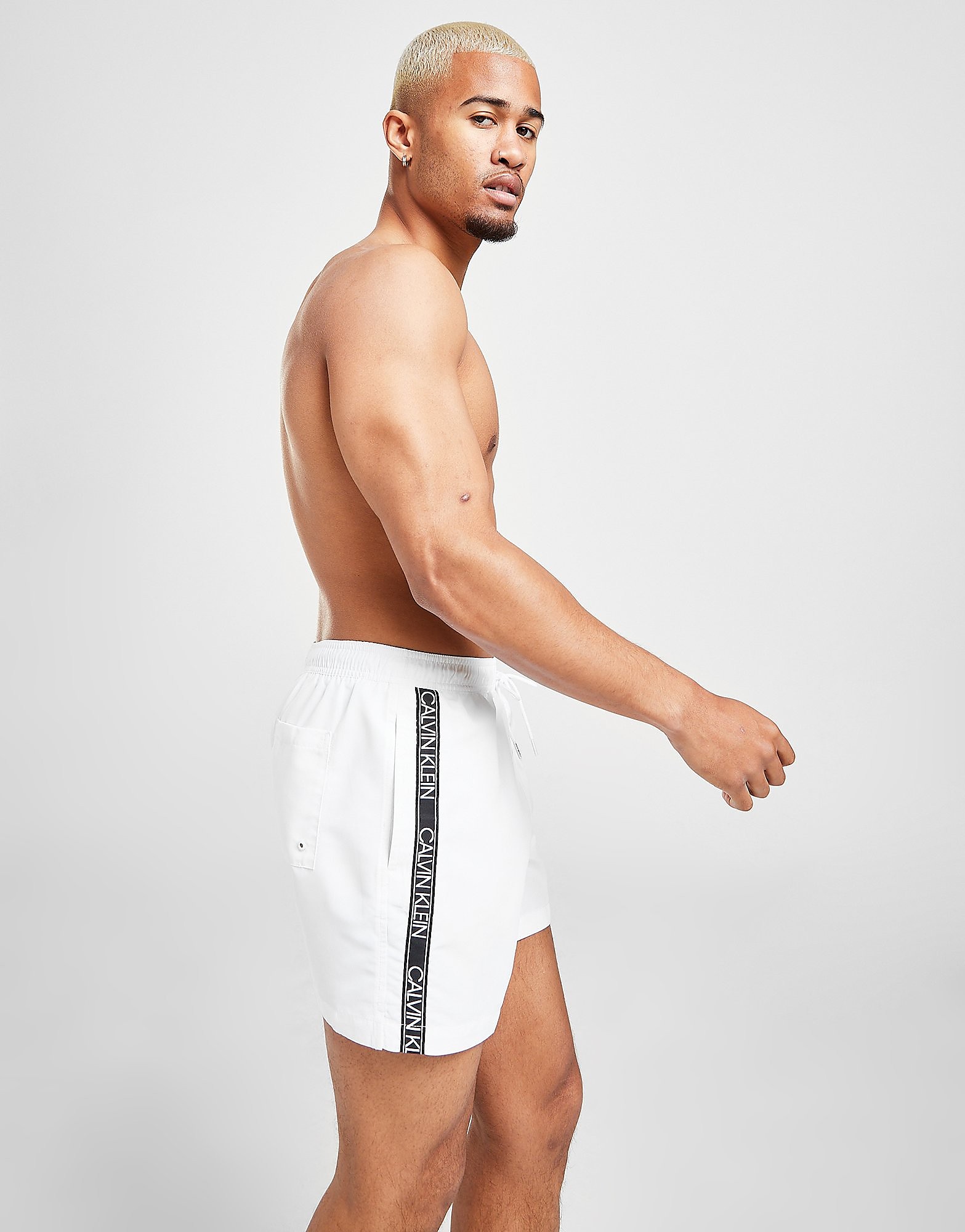 

Calvin Klein Swim Core Tape Swim Shorts - White - Mens, White