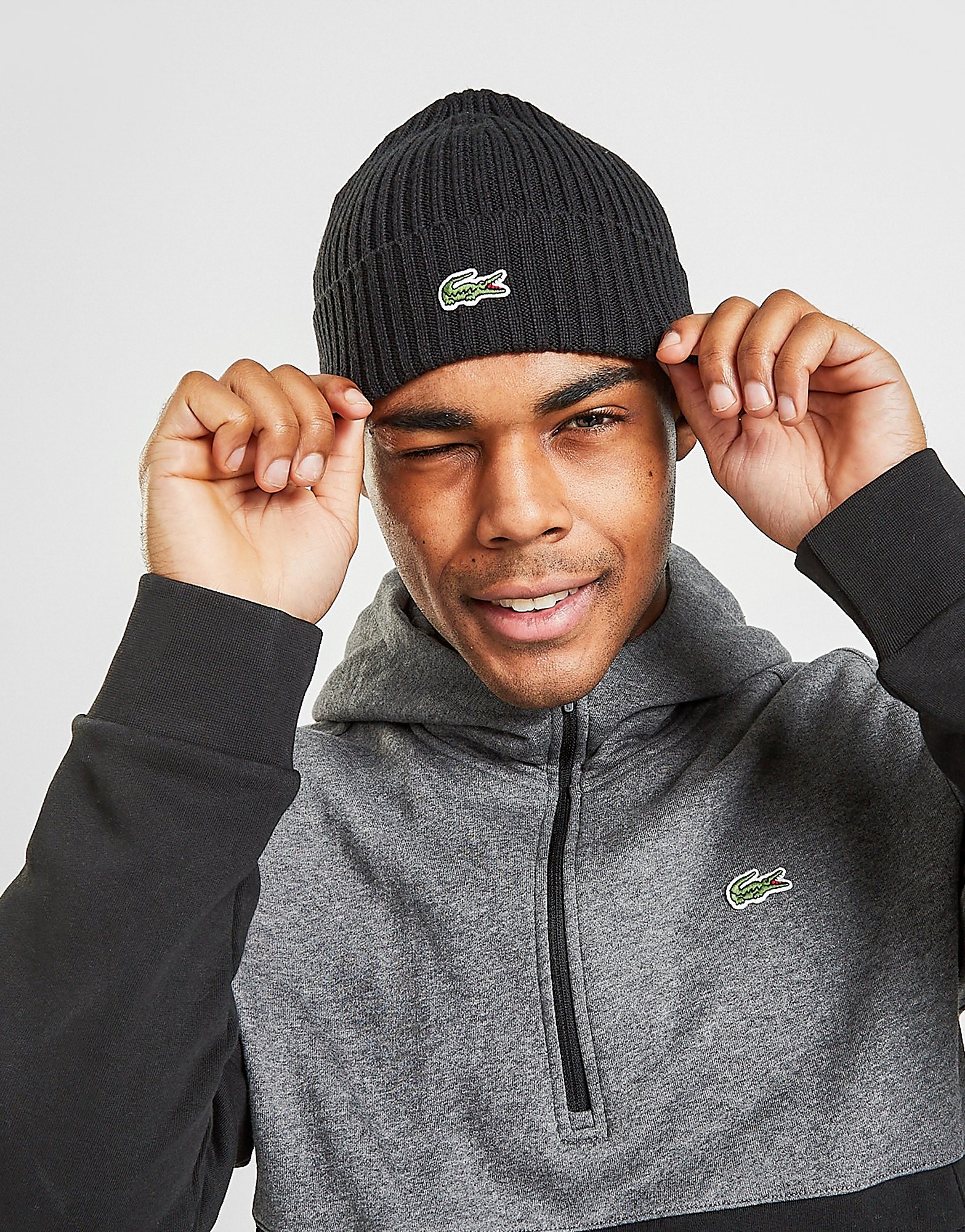 

Lacoste Knitted Beanie Hat - Black - Womens, Black