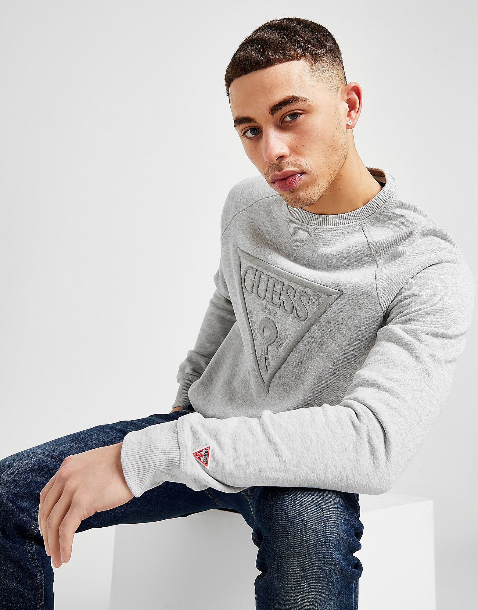 

GUESS High Build Tonal Sweatshirt - Grey - Mens, Grey