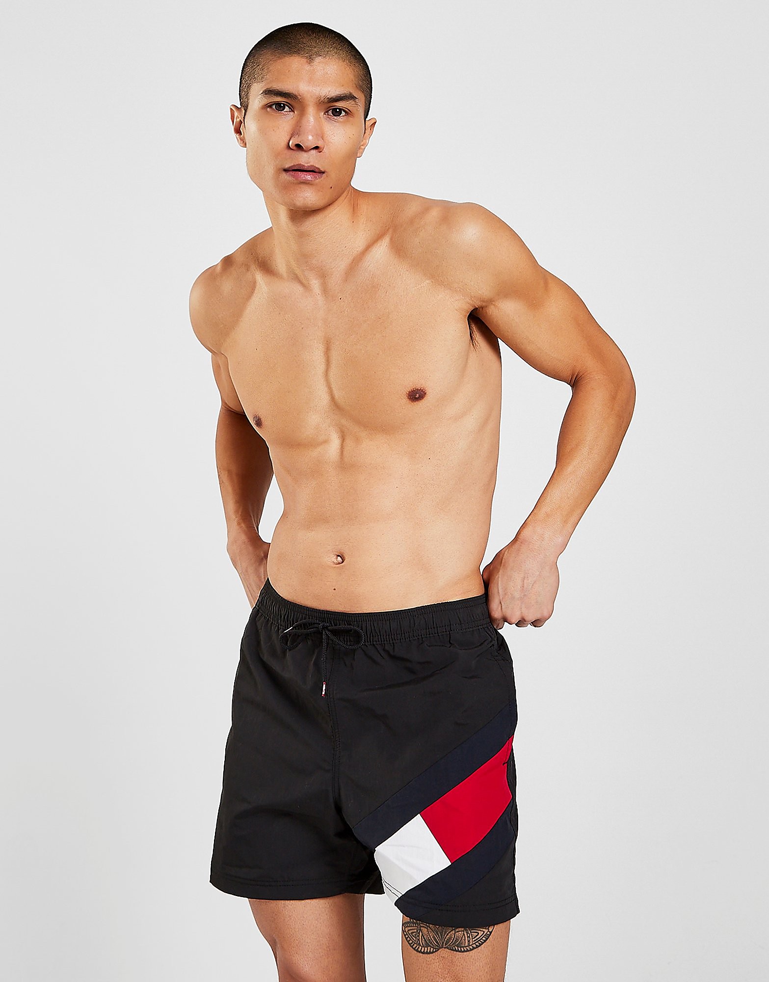 

Tommy Hilfiger Diagonal Flag Swim Shorts - Black - Mens, Black