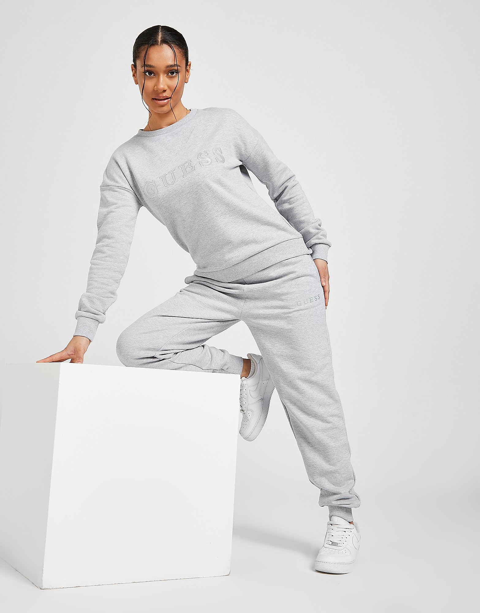 

GUESS Satin Logo Joggers - Grey - Womens, Grey