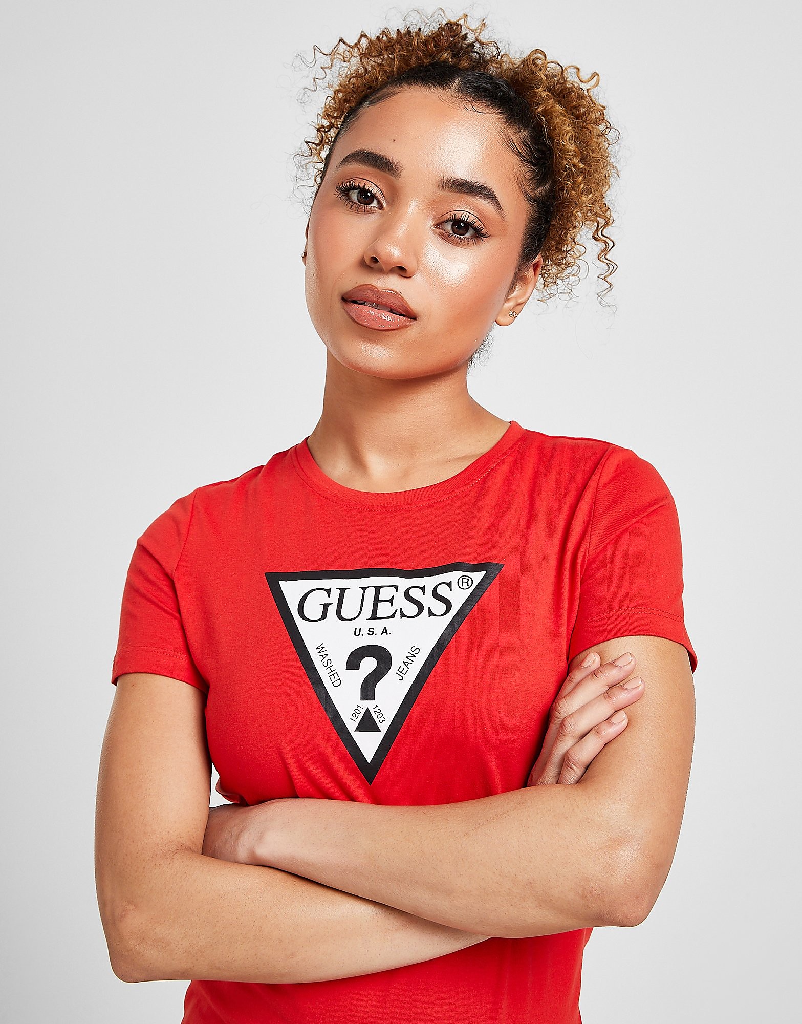 

GUESS Core Logo T-Shirt - Red - Womens, Red