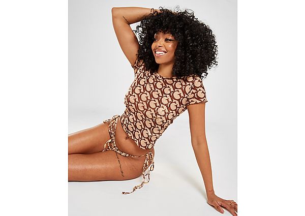 GUESS All Over Print Mesh Crop T-Shirt