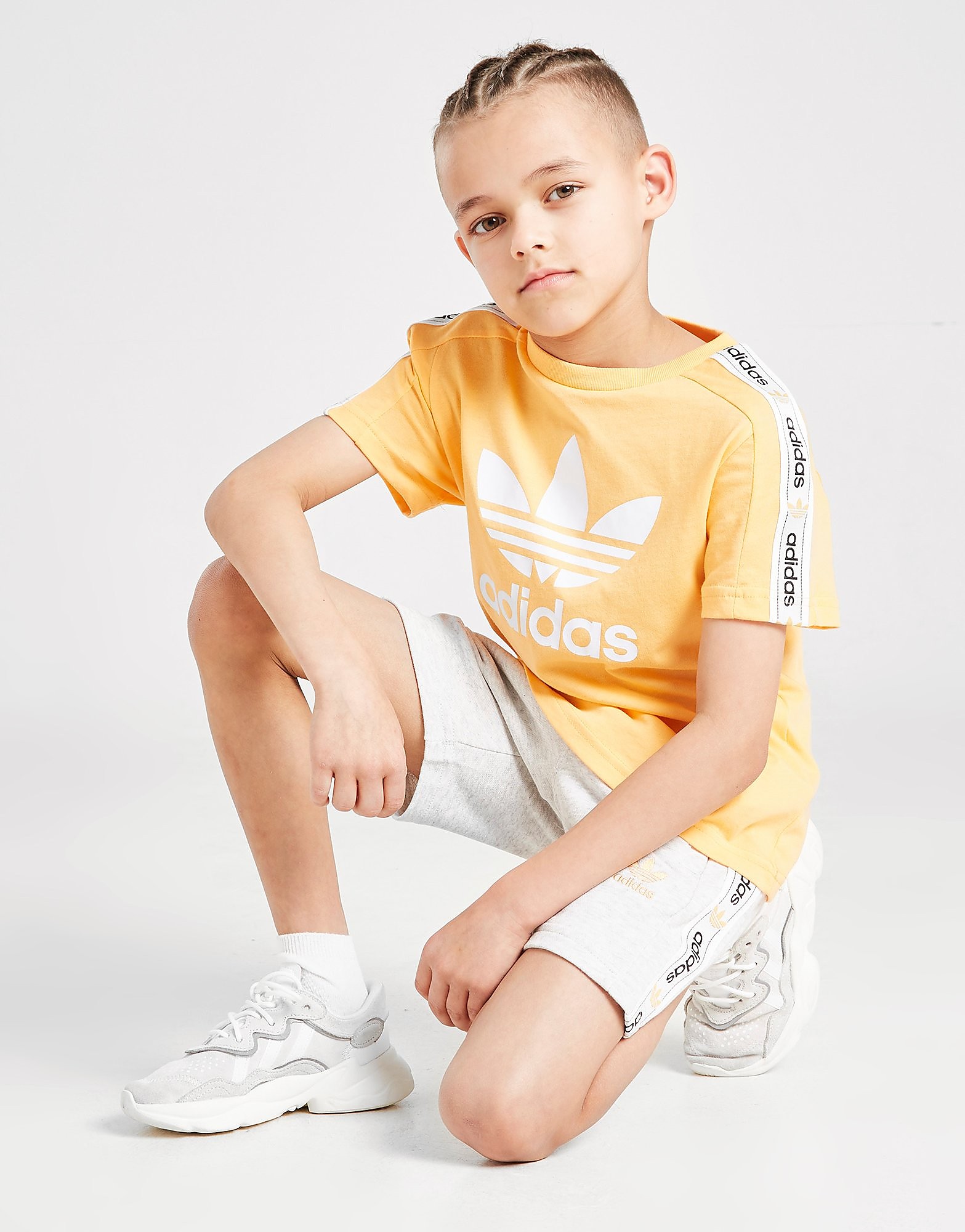 

adidas Originals Tape T-Shirt/Shorts Set Children - Only at JD - Orange - Kids, Orange