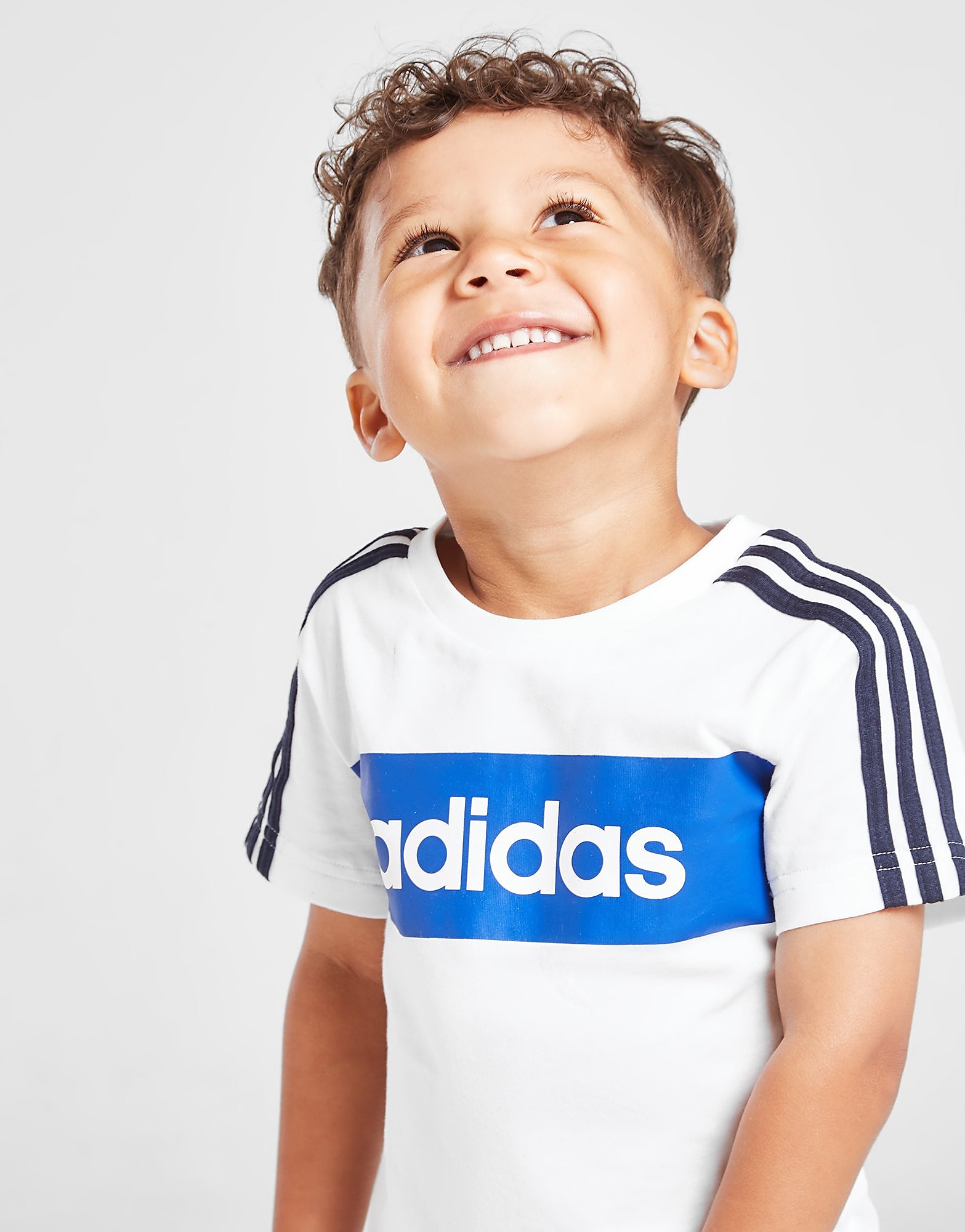 Adidas linear essential t-shirt/shorts set infant - only at jd - kids, valkoinen, adidas