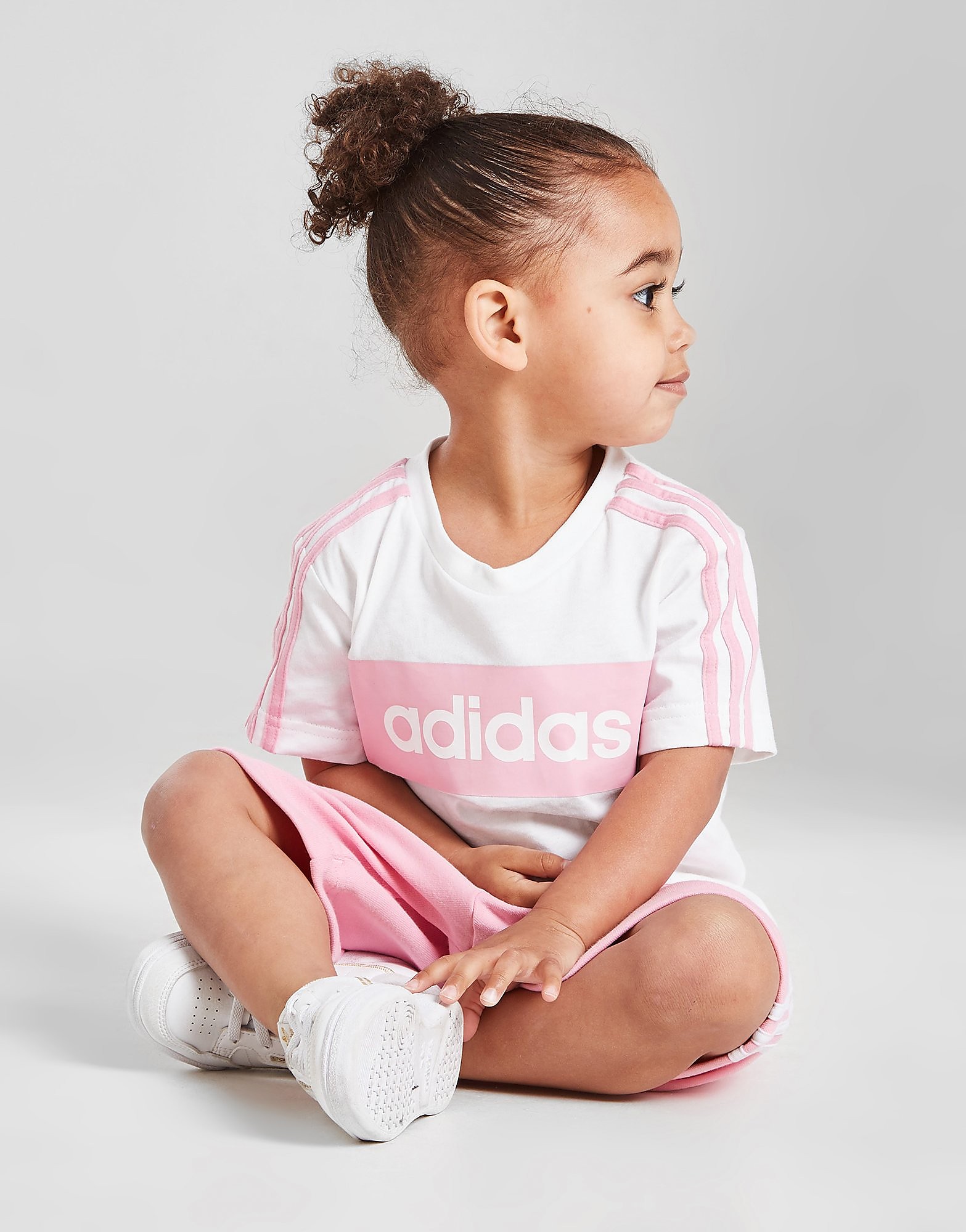 

adidas Girls' Linear Essential T-Shirt/Shorts Set Infant - Only at JD - White/Pink - Kids, White/Pink