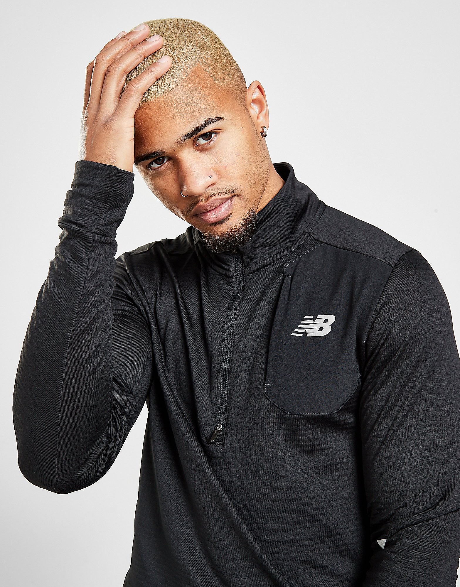 

New Balance Impact Grid 1/2 Zip Top - Black - Mens, Black
