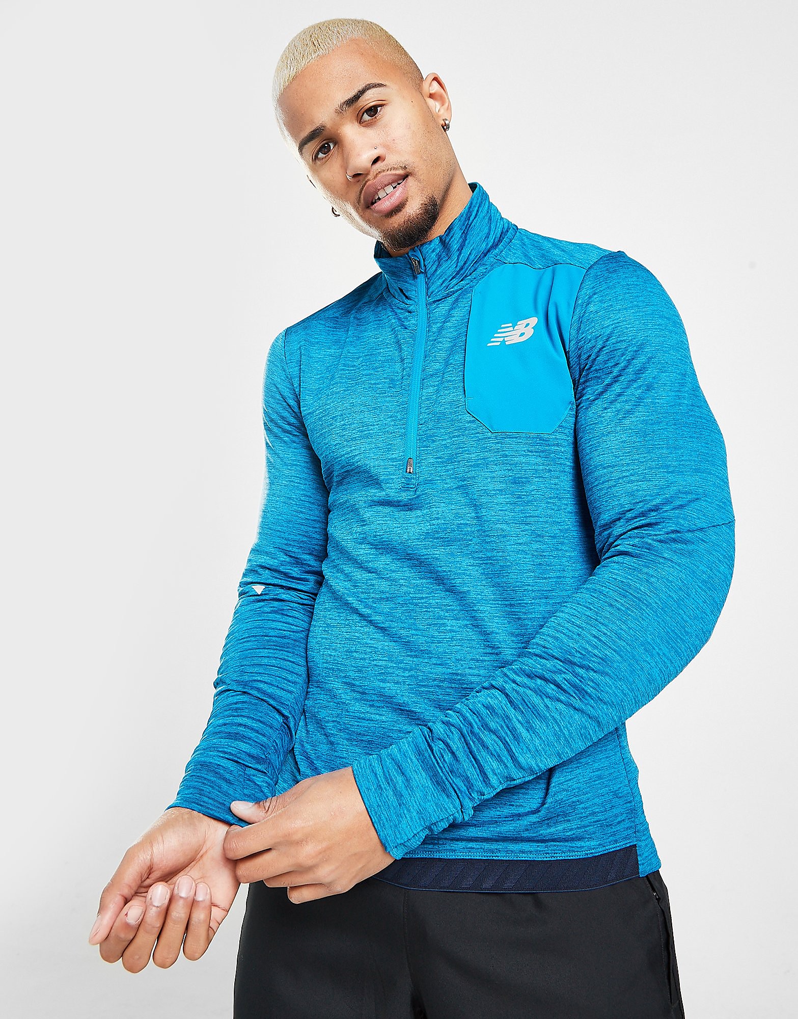 

New Balance Impact Grid 1/2 Zip Top - Blue - Mens, Blue
