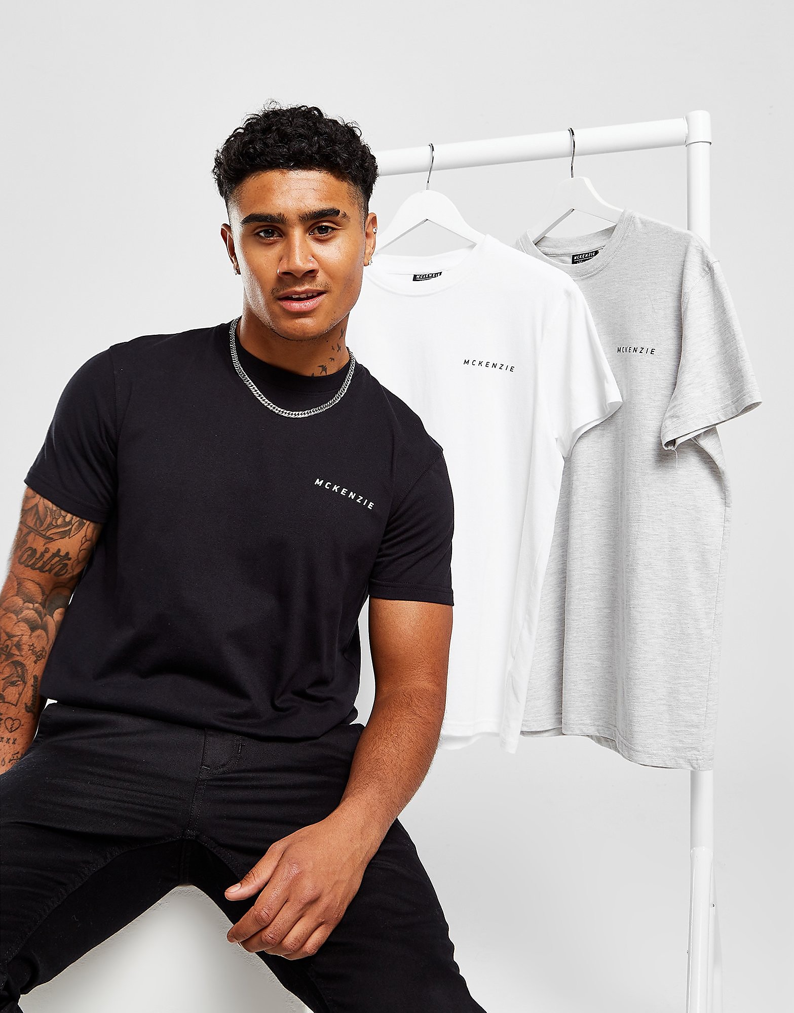 

McKenzie 3-Pack Essential T-Shirts - Only at JD - White/Grey/Black - Mens, White/Grey/Black