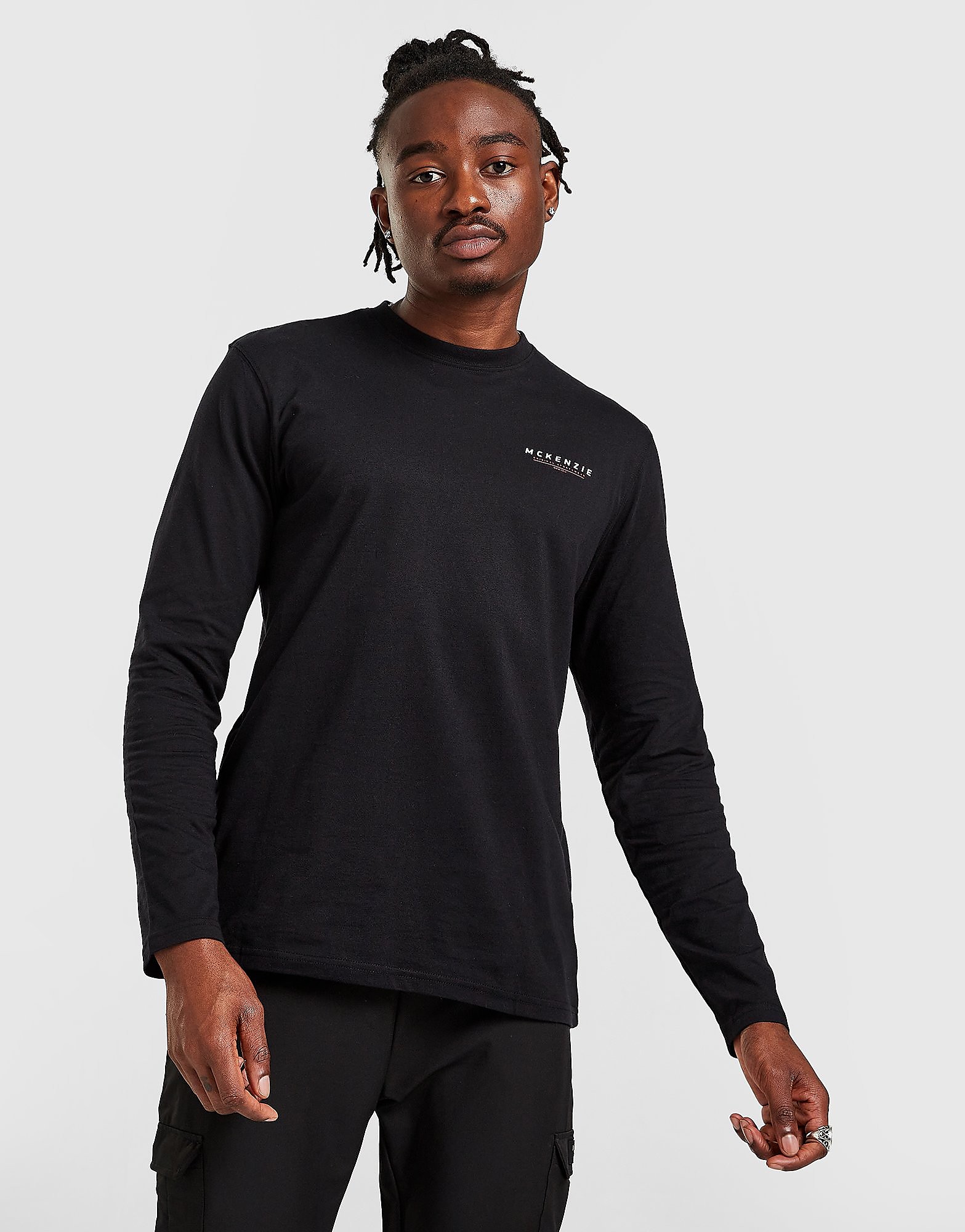 

McKenzie Essential Long Sleeve Logo T-Shirt - Only at JD - Black - Mens, Black