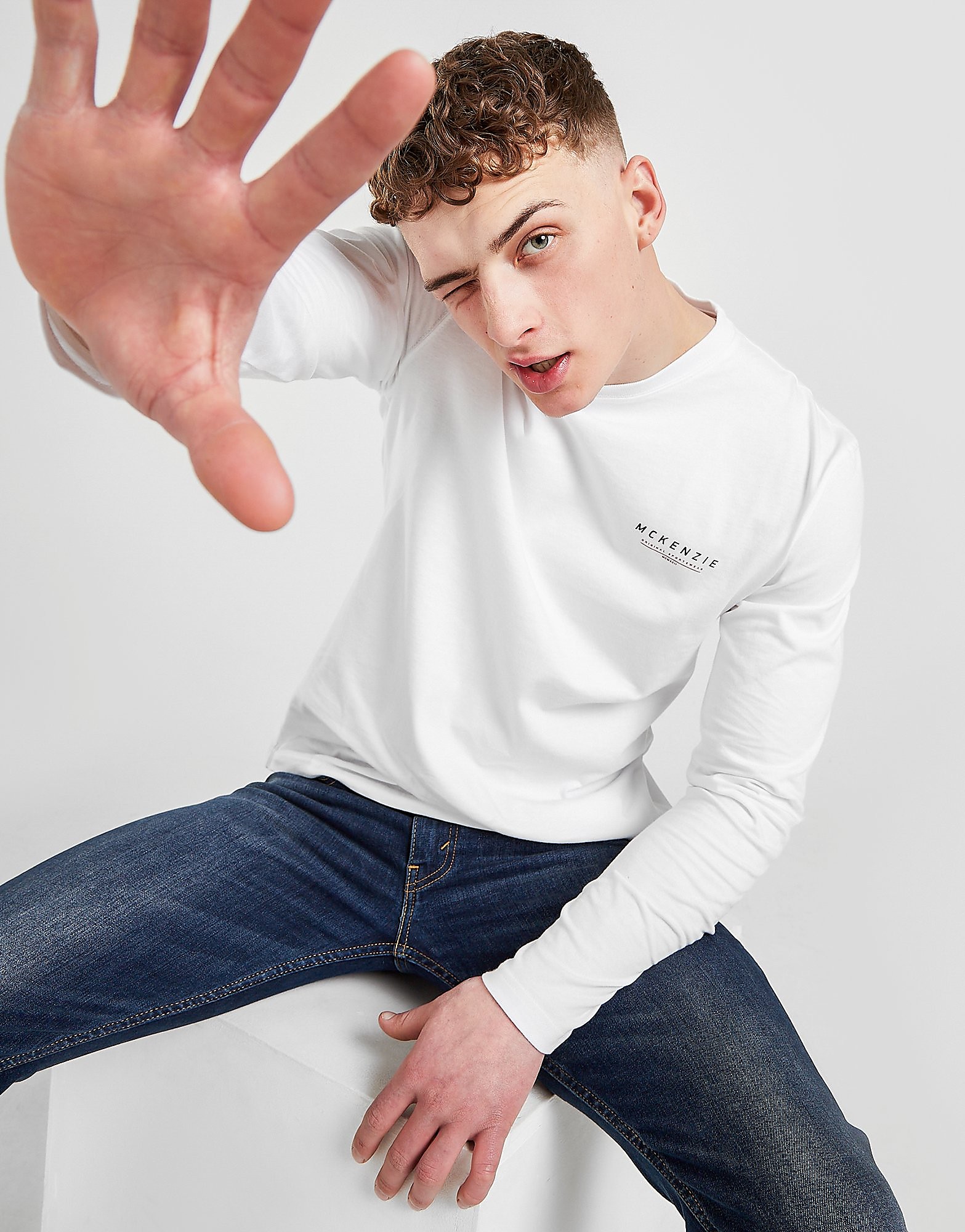 

McKenzie Essential Long Sleeve Logo T-Shirt - Only at JD - White - Mens, White