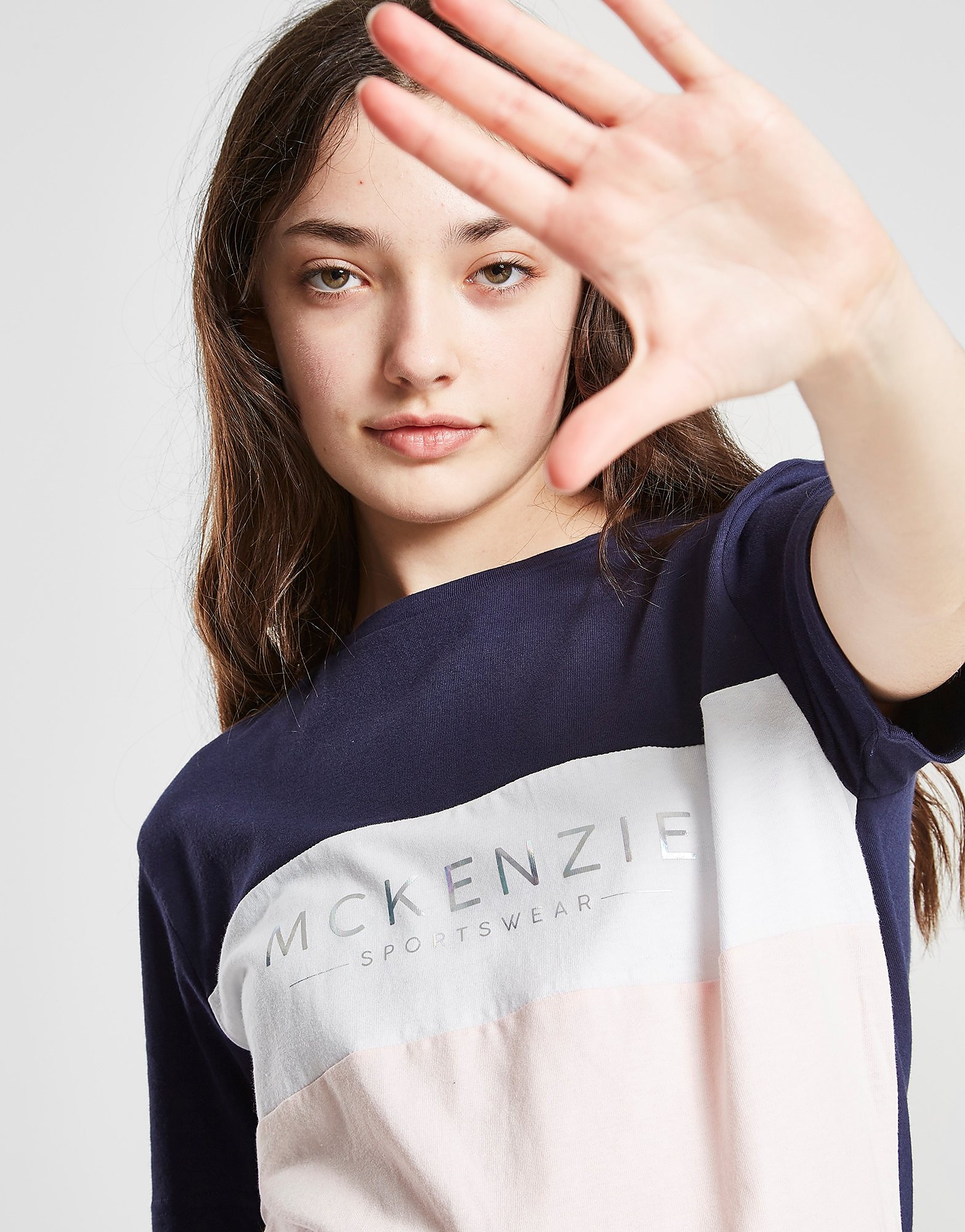 

McKenzie Girls' Rio Colour Block Boyfriend T-Shirt Junior - Navy/Pink - Kids, Navy/Pink
