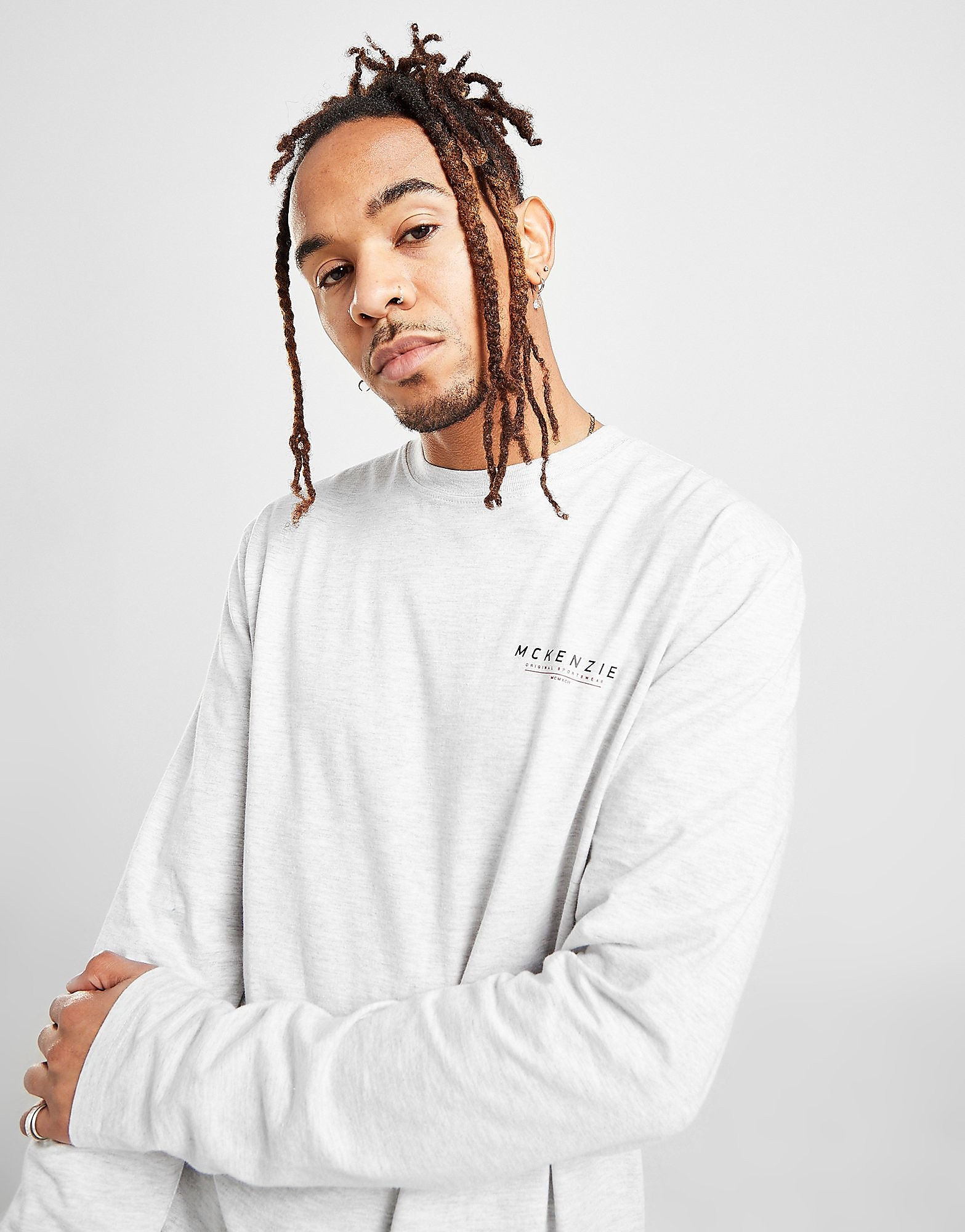 

McKenzie Essential Long Sleeve Logo T-Shirt - Only at JD - Grey - Mens, Grey