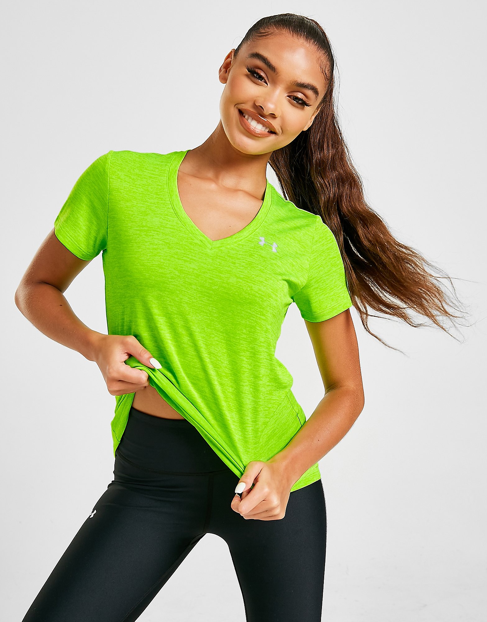 

Under Armour Twist Tech V-Neck T-Shirt - Green - Womens, Green