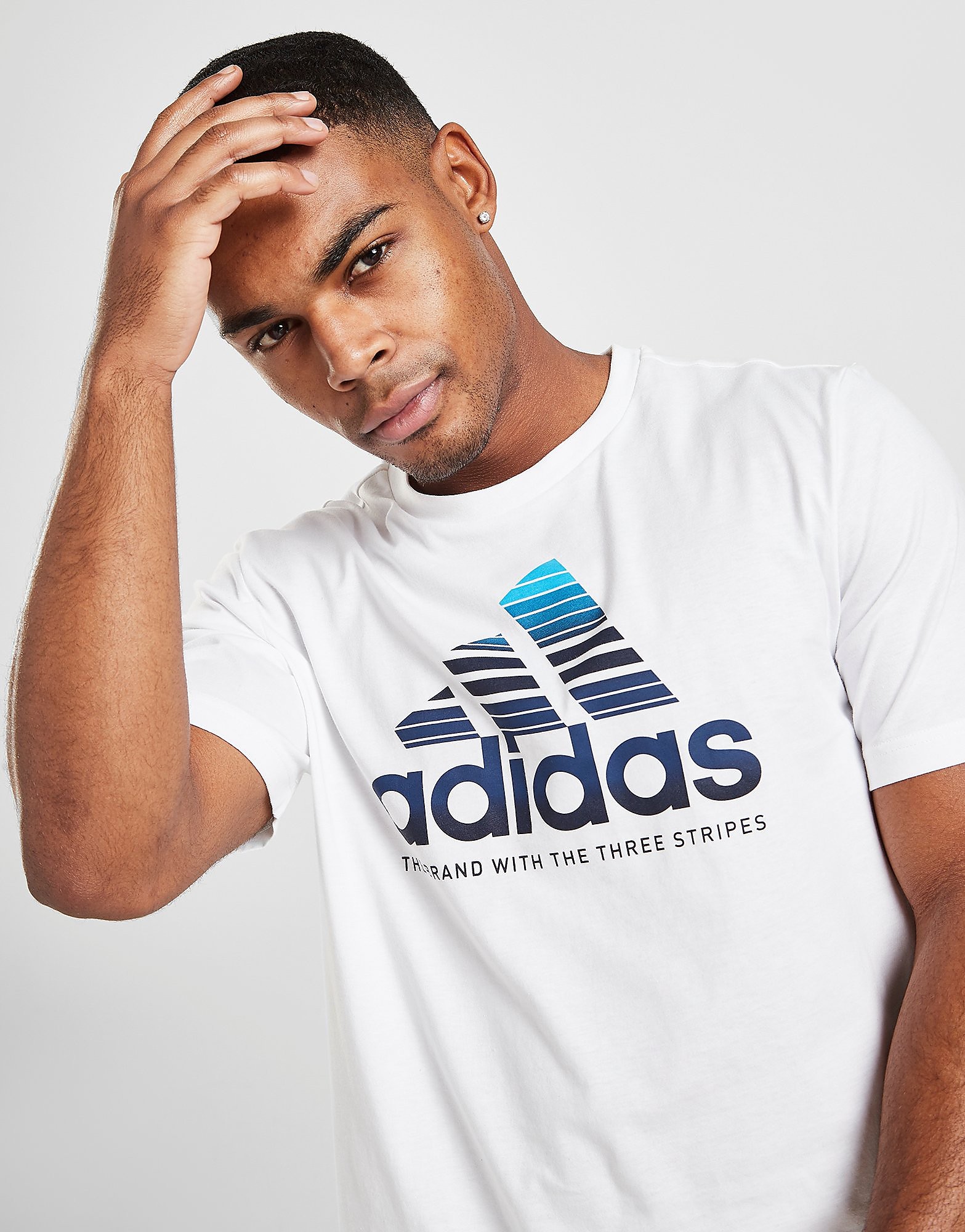 

adidas Badge Of Sport Fade T-Shirt - Only at JD - White/Blue - Mens, White/Blue