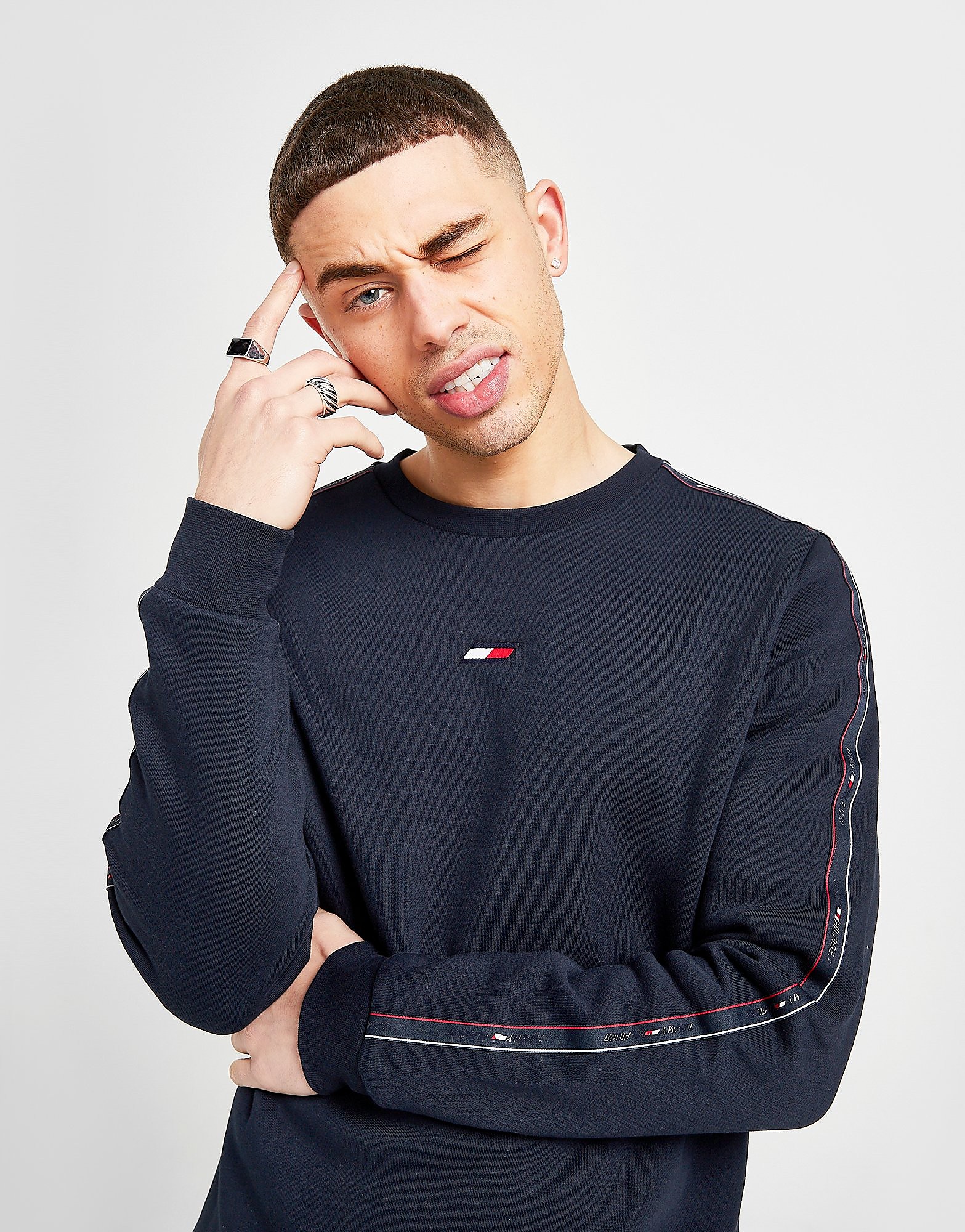 

Tommy Hilfiger Tape Flag Fleece Crew Sweatshirt - Only at JD - Blue - Mens, Blue